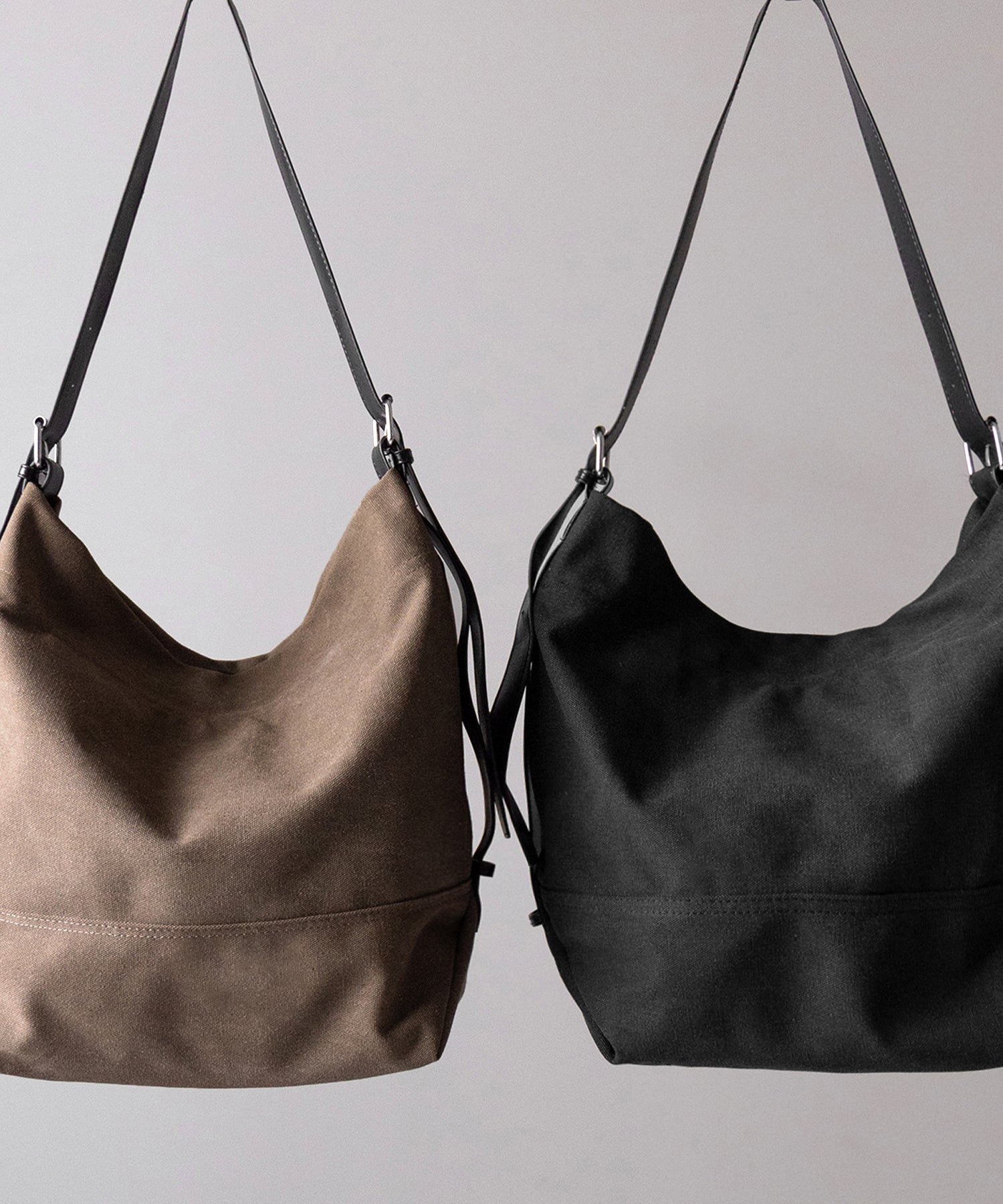 【 2color 】レザーベルトキャンバスビッグショルダーバッグ / leather belt canvas big shoulder bag