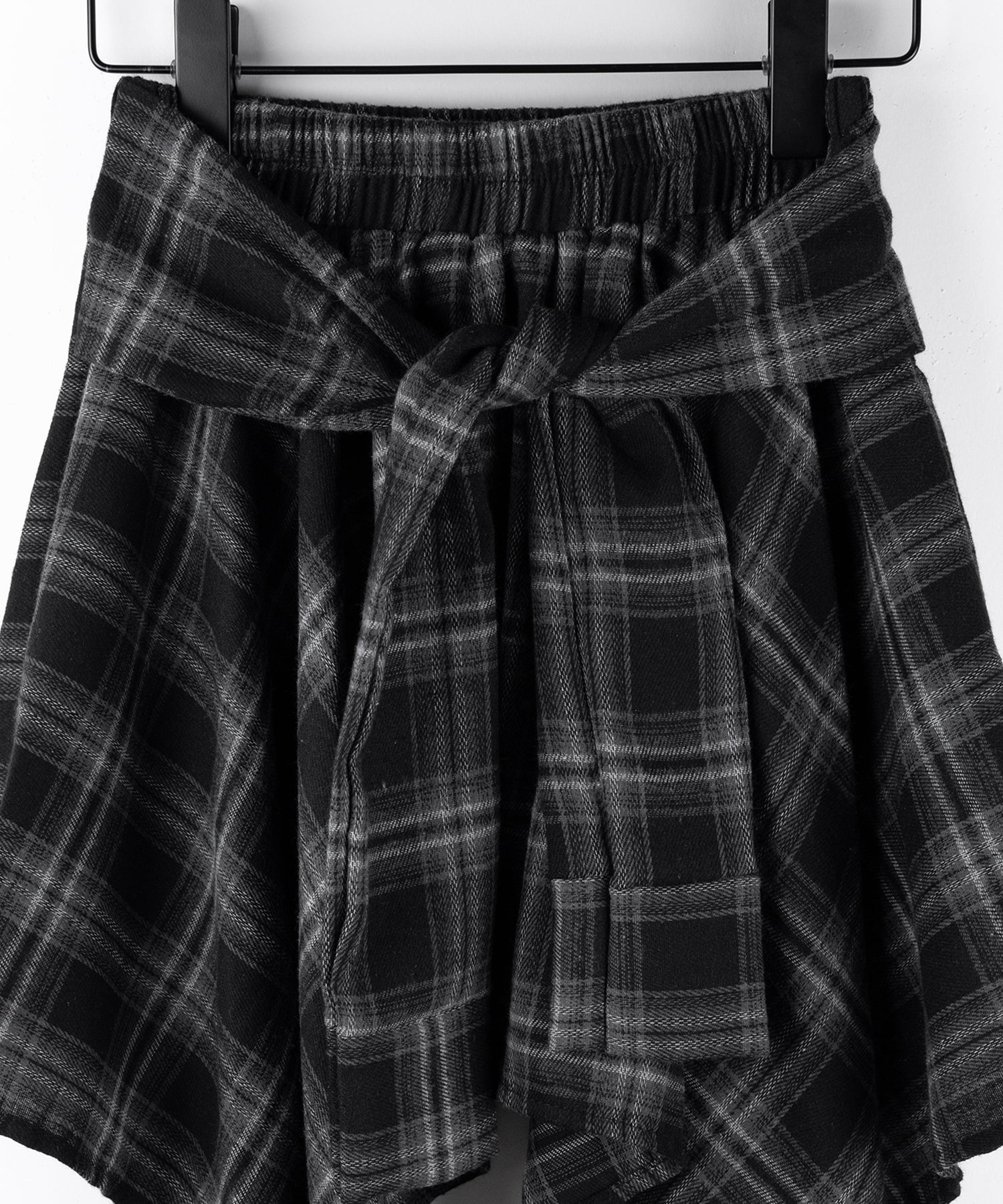 【 選べる2素材/インナーパンツ裏地付 】シャツレイヤードチェックミニスカート / shirt layered check mini skirt