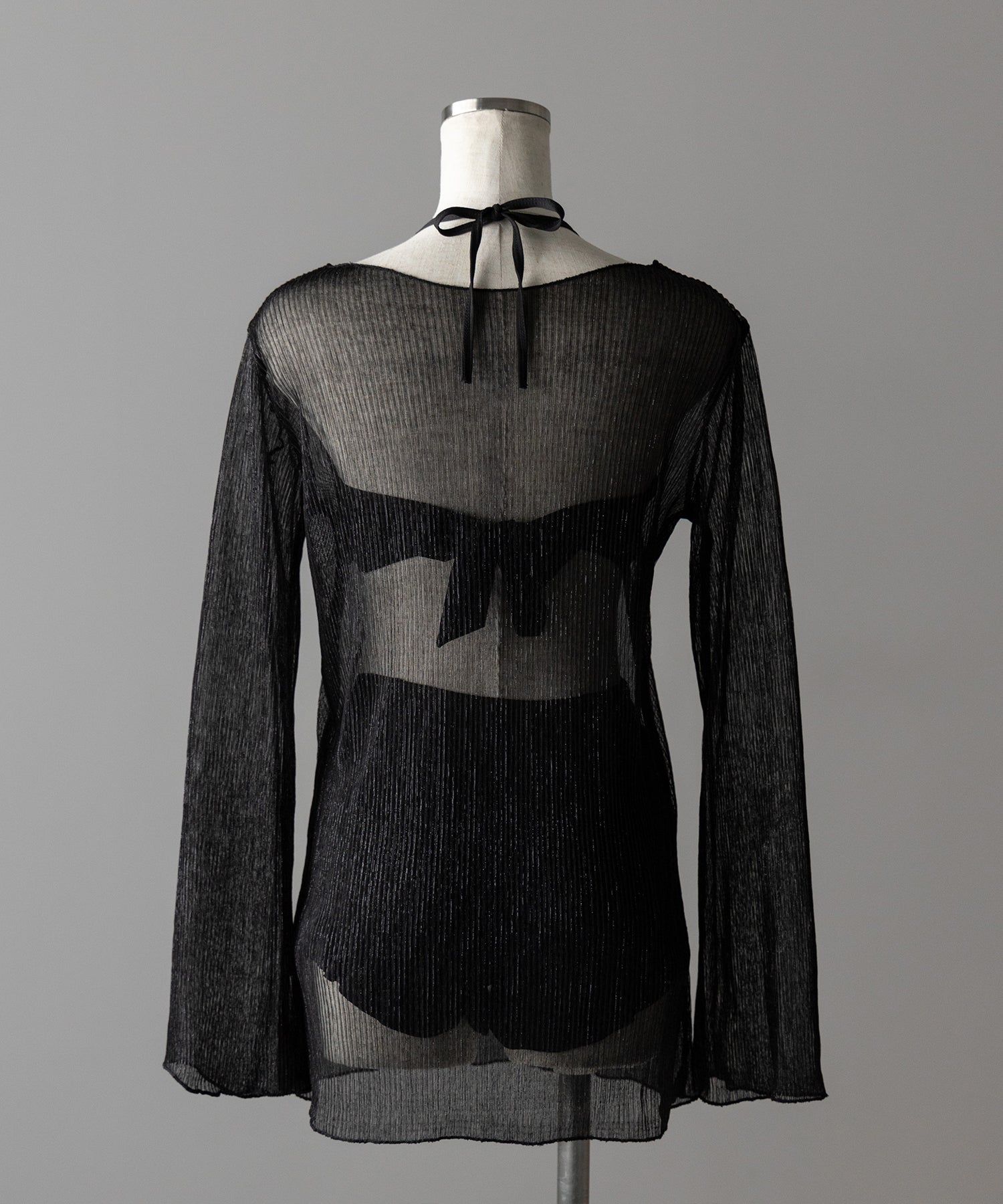 【 レディース水着/3点セット 】シアートップス付き フロントリボンホルターネックハイウエストビキニ / sheer tops set front ribbon halter neck high waist bikini