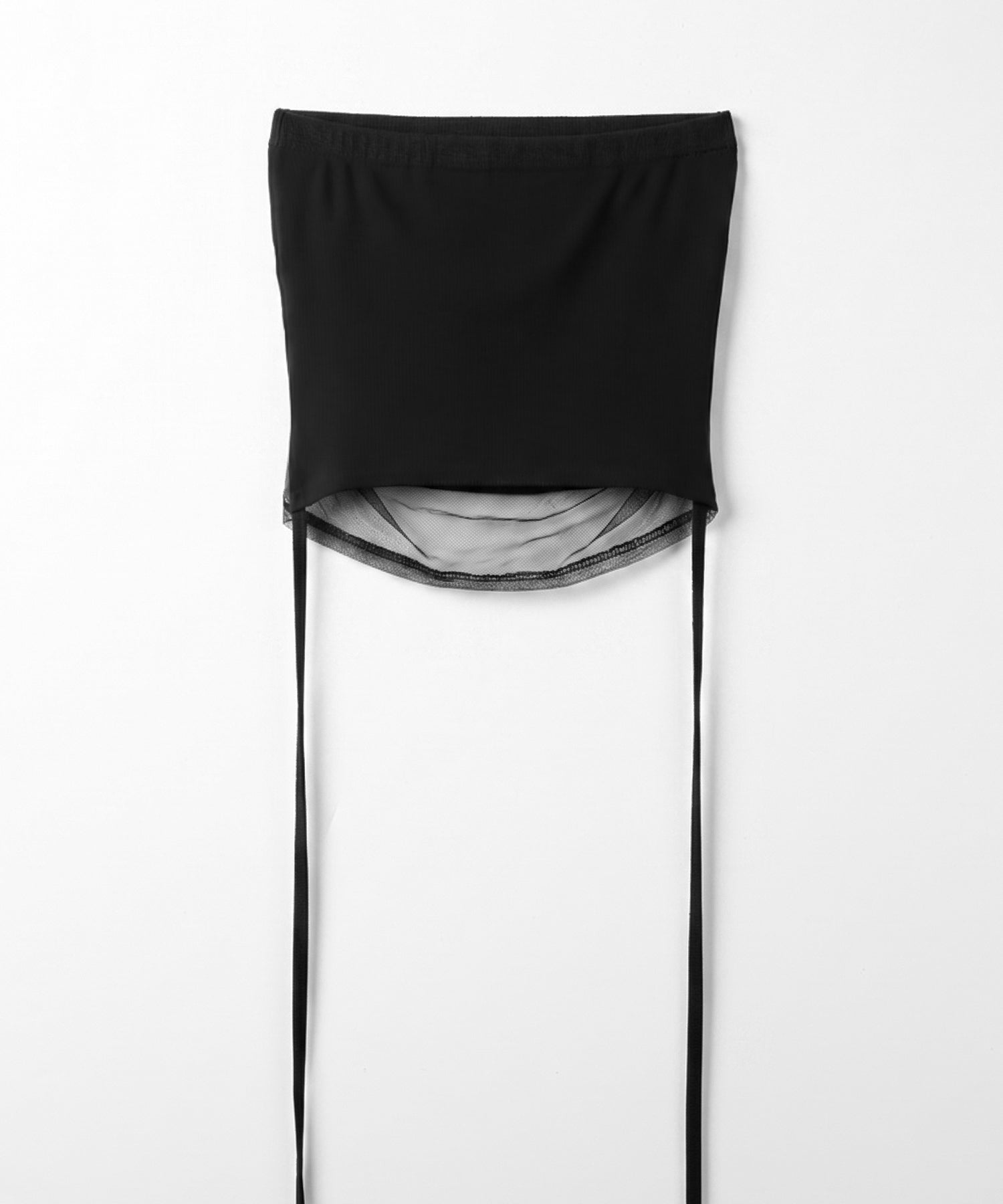 ウエストクロスチュールドッキングベアトップ / waist cross tulle docking bare top