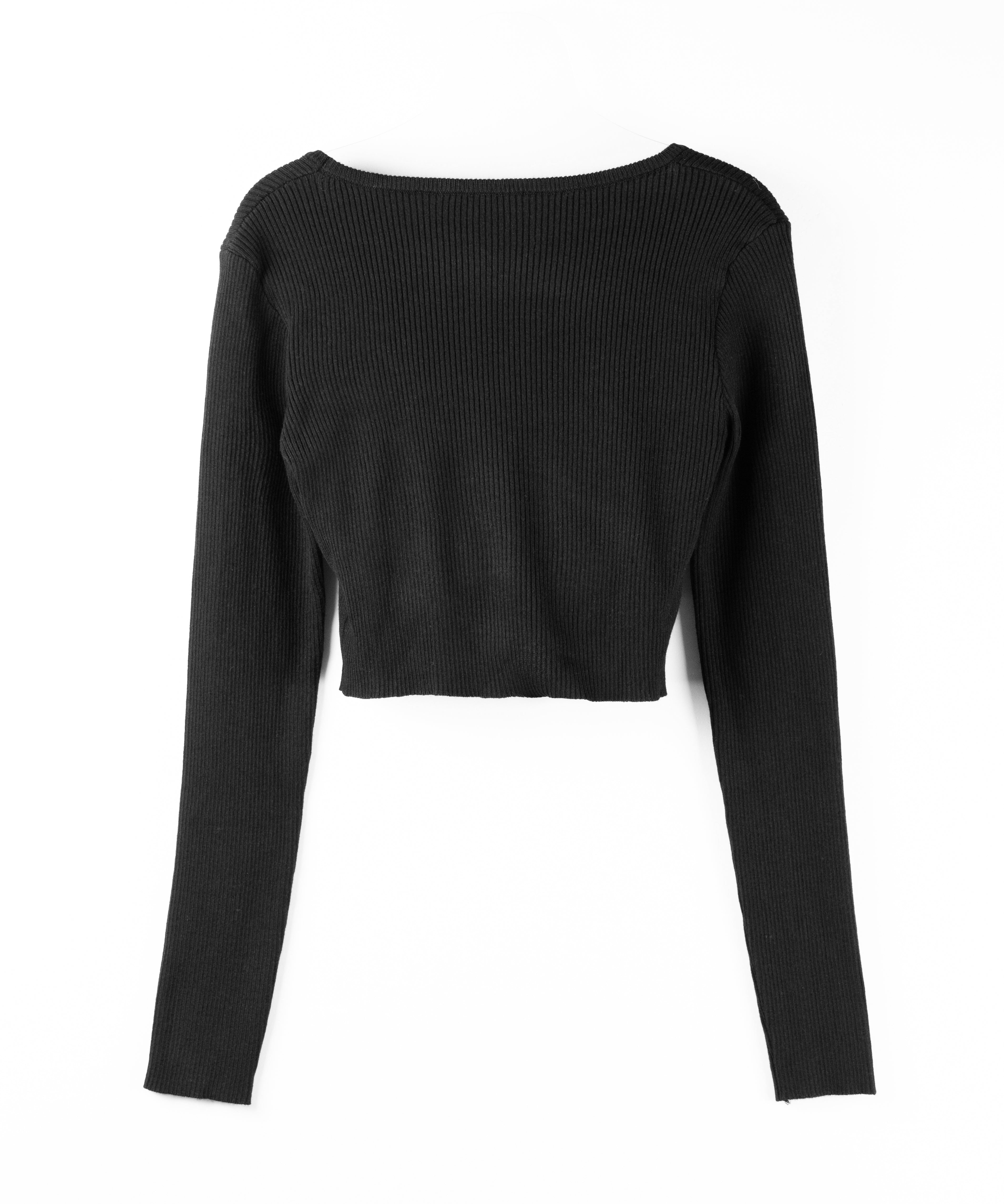 スクエアネックショートリブニットトップス / square neck short rib knit tops