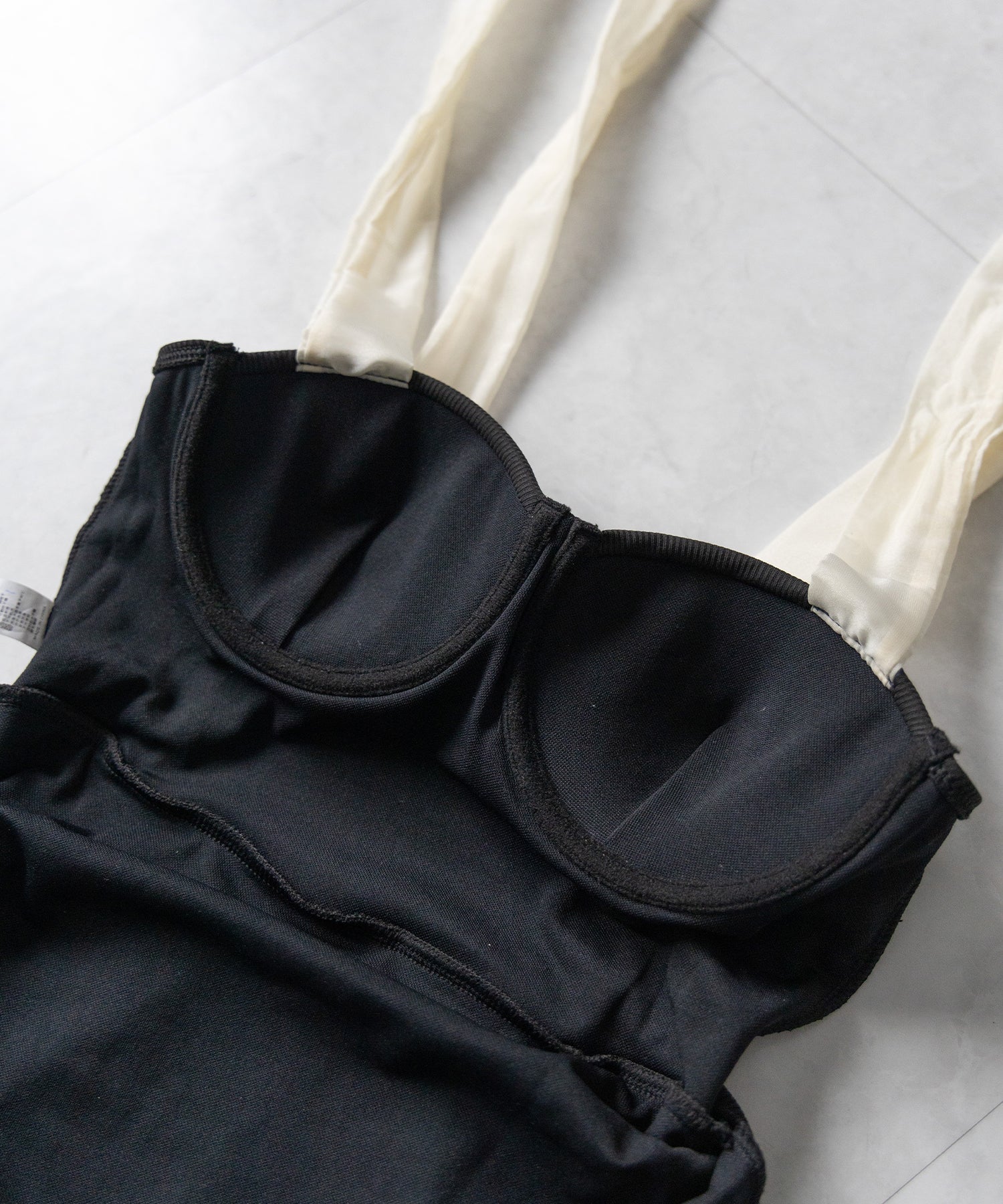 【 レディース水着 】ショルダーリボンバイカラーワンピース水着 / shoulder ribbon bicolor onepiece swimwear