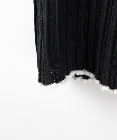 ミニリボンオープンネック半袖ニットトップス / mini ribbon open neck short sleeve knit tops