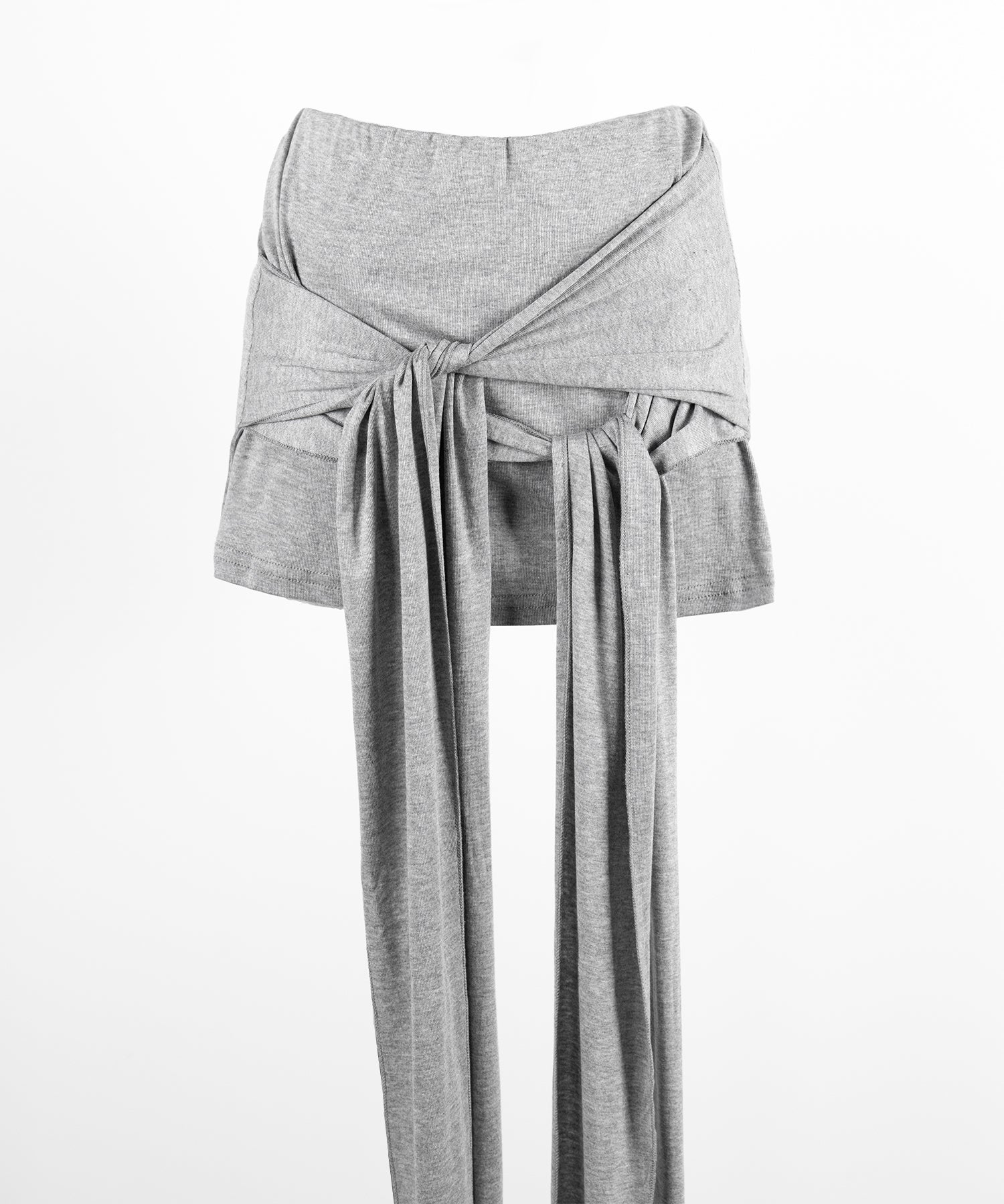 ダブルレイヤードリボンドレープミニスカパン / double layered ribbon draped mini skirt pants