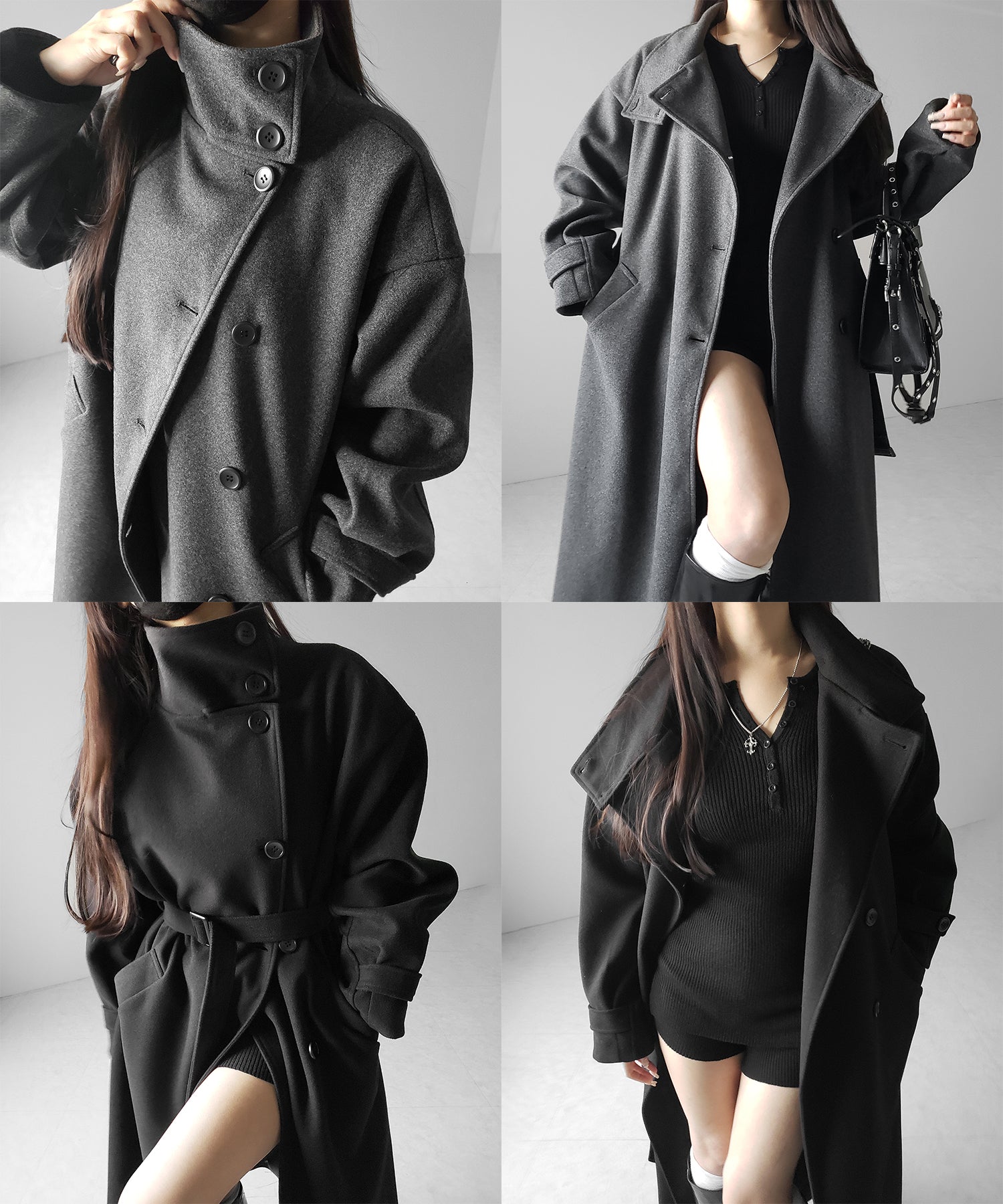 【 ウエストマークベルトSET 】2WAY スタンドカラーレディメルトントレンチロングコート / 2WAY stand collar lady melton trench long coat