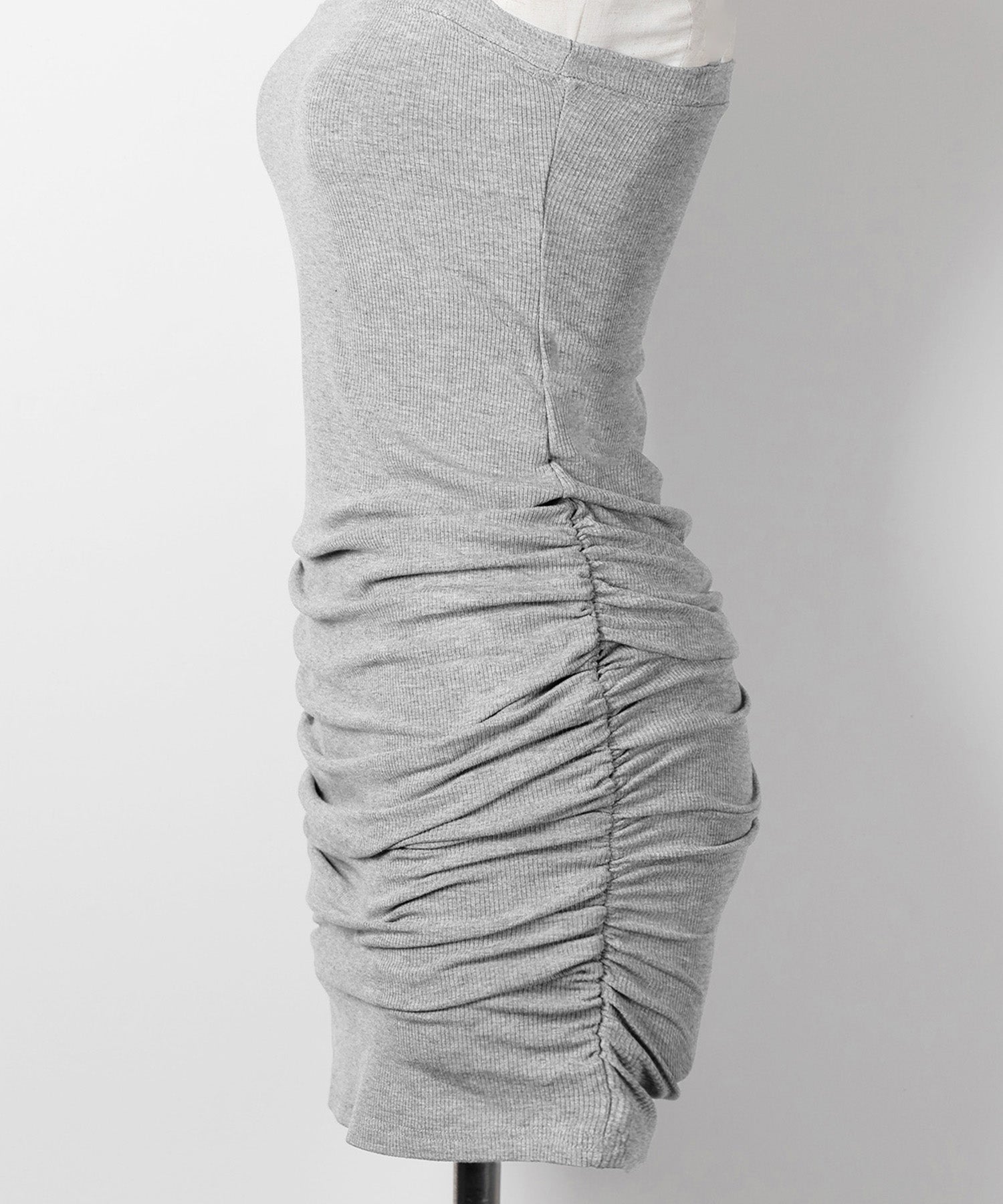 【 2color 】サイドシャーリングタイトリブミニワンピース / side shirring tight rib mini onepiece
