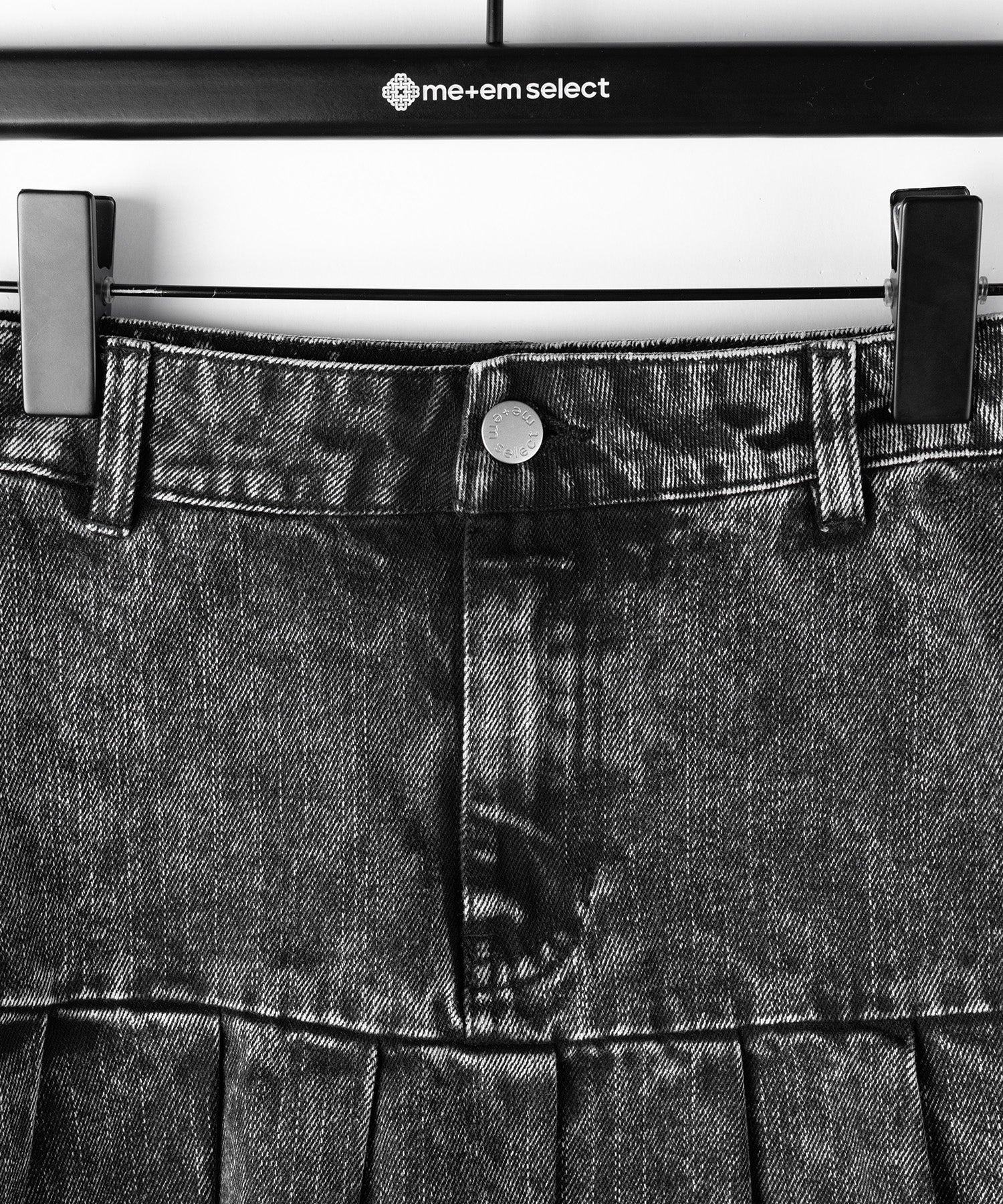 【 セットアップ着用可能 】ヴィンテージケミカルブリーチプリーツデニムミニスカート / vintage bleached pleated denim mini skirt