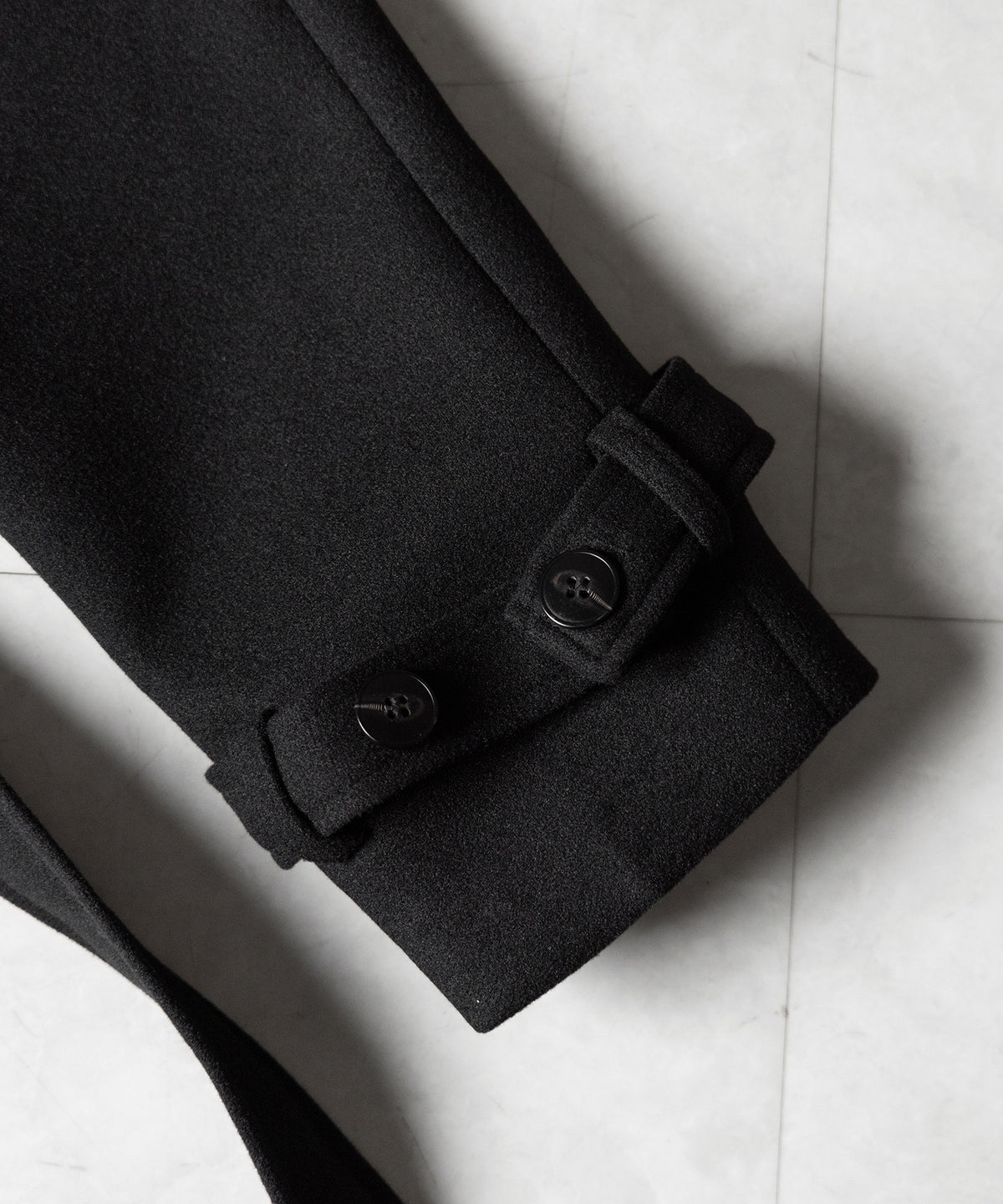 【 ウエストベルト付き 】スタンドネック ダブルブレスト ウールライクメルトンピーコート / Stand neck double-breasted wool-like melton pea coat