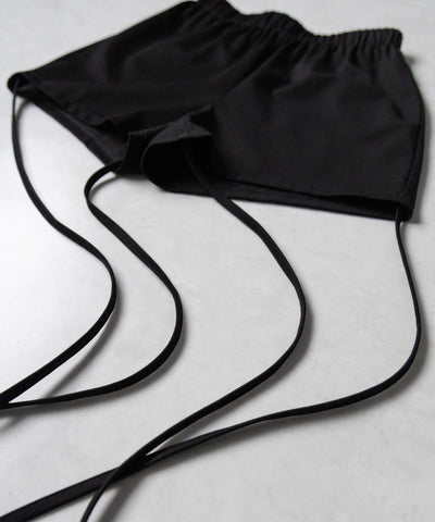 【 セルフカット調節可能 】クロスストラップリボンバイカーレギンスパンツ / cross strap ribbon biker leggings pants