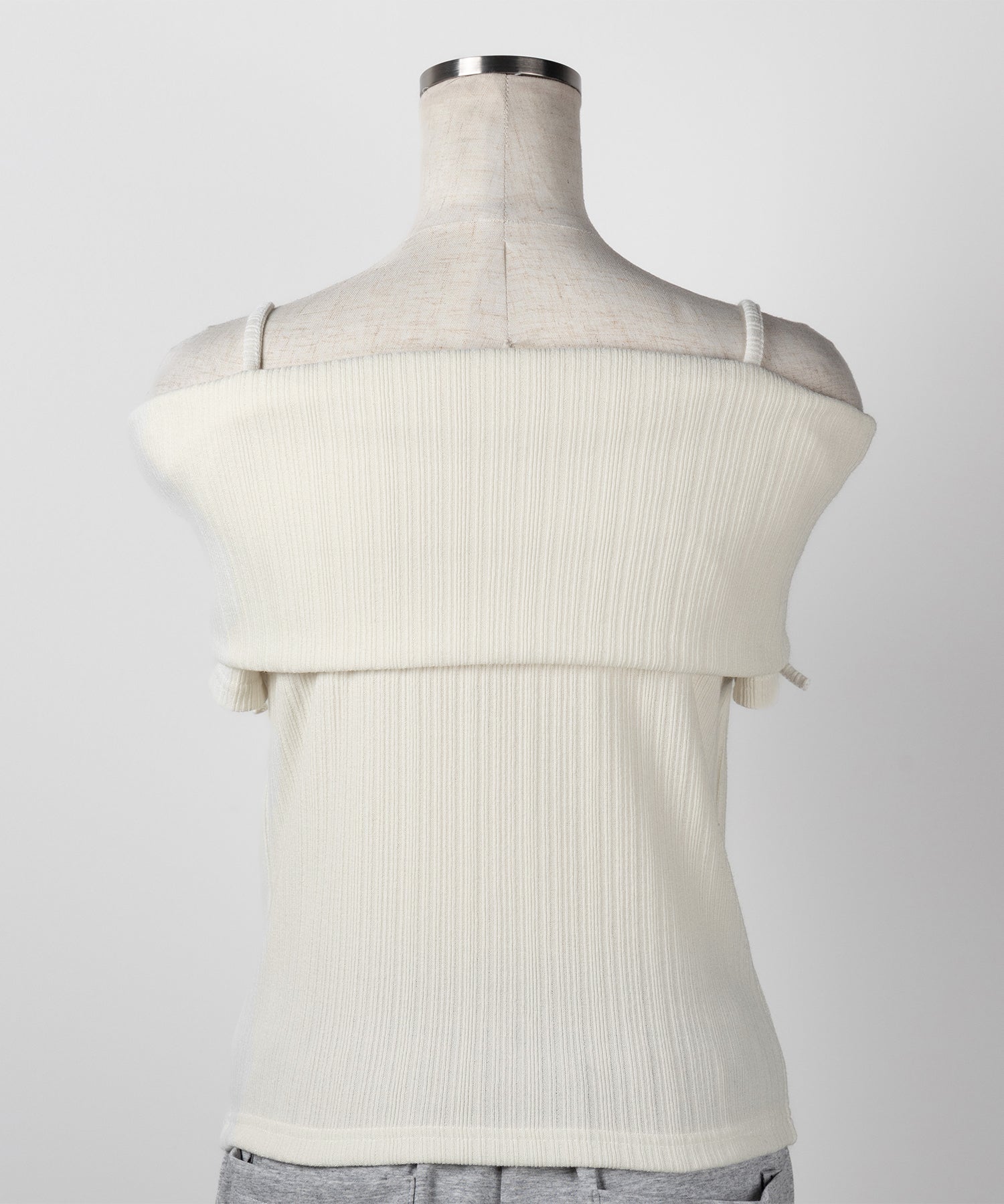 【 2color 】ダブルリボンオフショルダーリブトップス / double ribbon off-shoulder rib tops