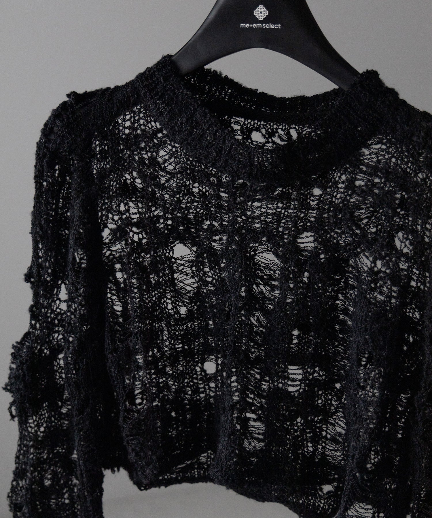 クラッシュダメージショートシアーニット / crush damage short sheer knit