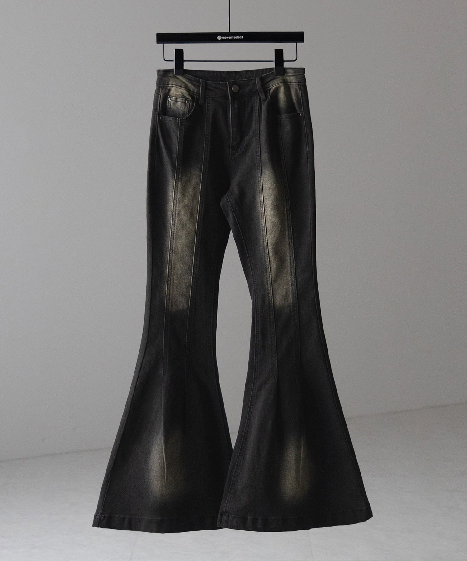 【4size 】ヴィンテージライクストレッチブラックフレアデニム / vintage like stretch black flare denim