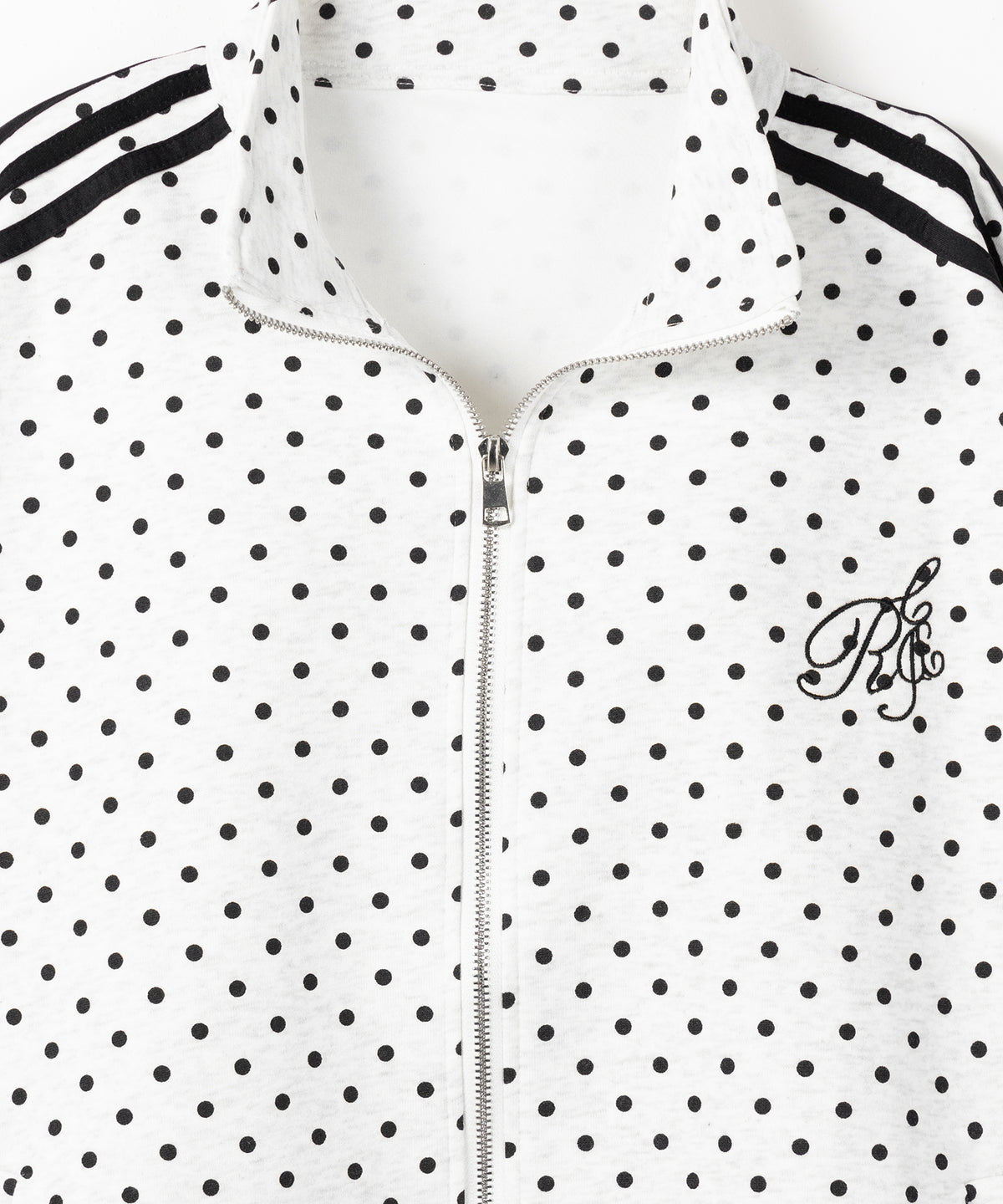 胸ロゴ刺繍ドットラインオーバースウェットブルゾン / chest logo embroidery side dot line over sweat blouson