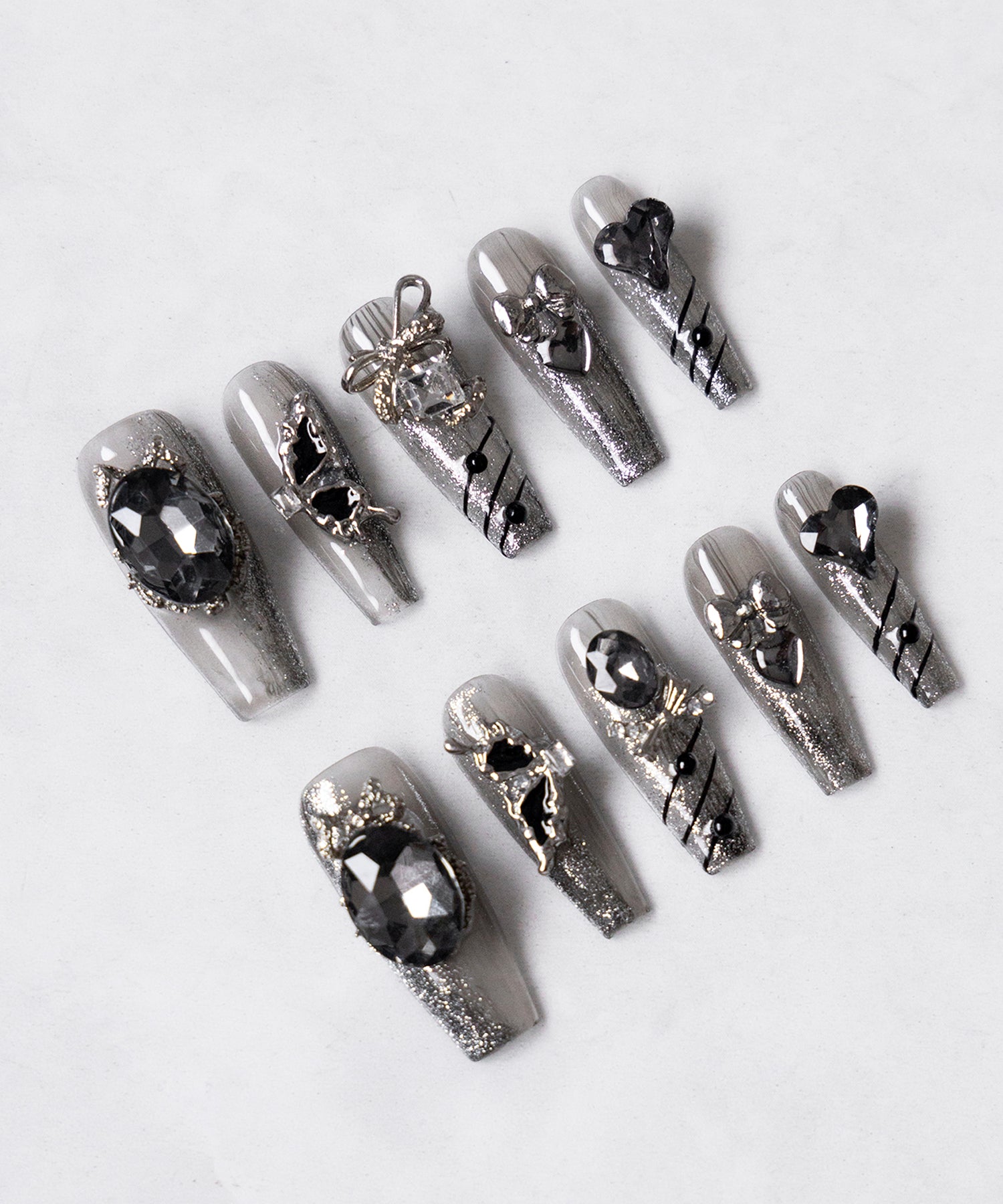 ビジューストーングリッターシアーネイルチップ / bijou stone glitter sheer nail tips