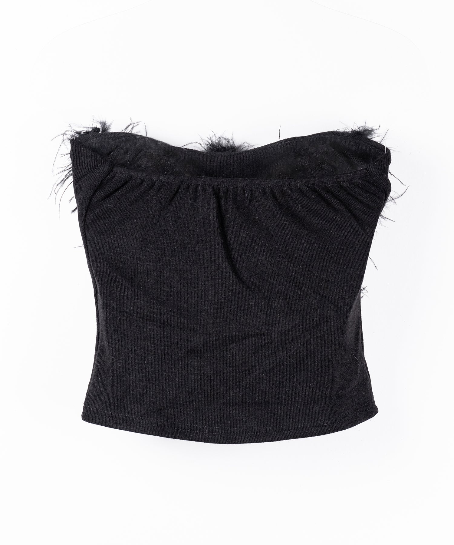 フェザーファードッキングビスチェベアトップ / feather fur docking bustier bare tops