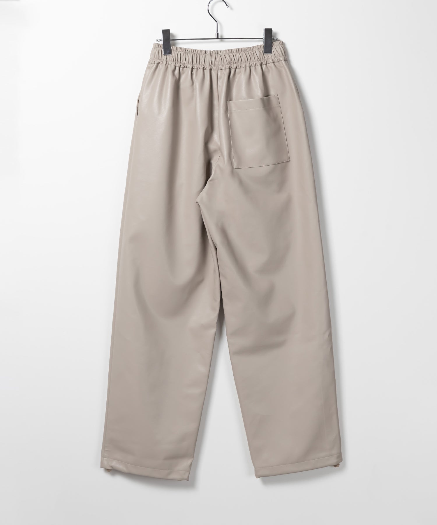【 4size/2color 】ドロストフェイクレザーボリュームワイドパンツ