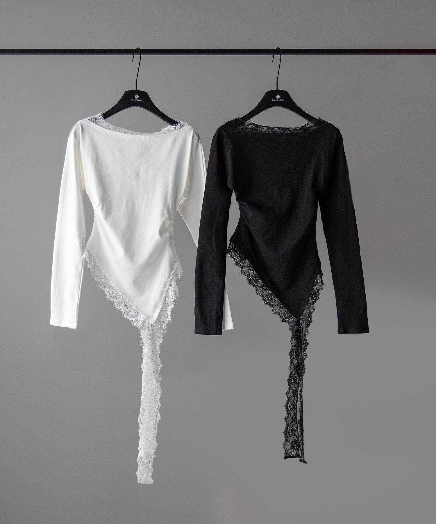 【 2color 】ワンショルダーレースドッキングアシンメトリートップス / one shoulder lace docking asymmetry tops