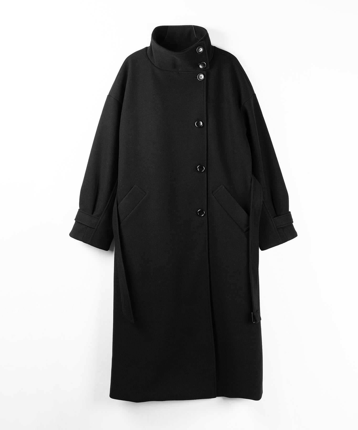 【 ウエストマークベルトSET 】2WAY スタンドカラーレディメルトントレンチロングコート / 2WAY stand collar lady melton trench long coat