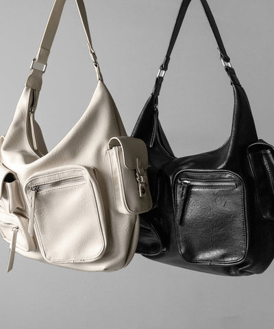 5アウトポケットマットヴィンテージワンハンドルショルダーバッグ / 5 out pocket matte vintage one handle shoulder bag