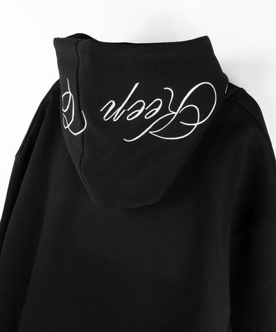 レタリングロゴ刺繍オーバースウェットパーカー /lettering logo embroidery over sweat hoodie