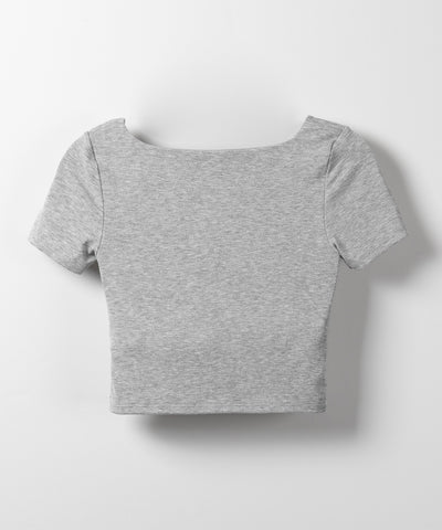 【 カップ付き 】スクエアネックショートちびTシャツ