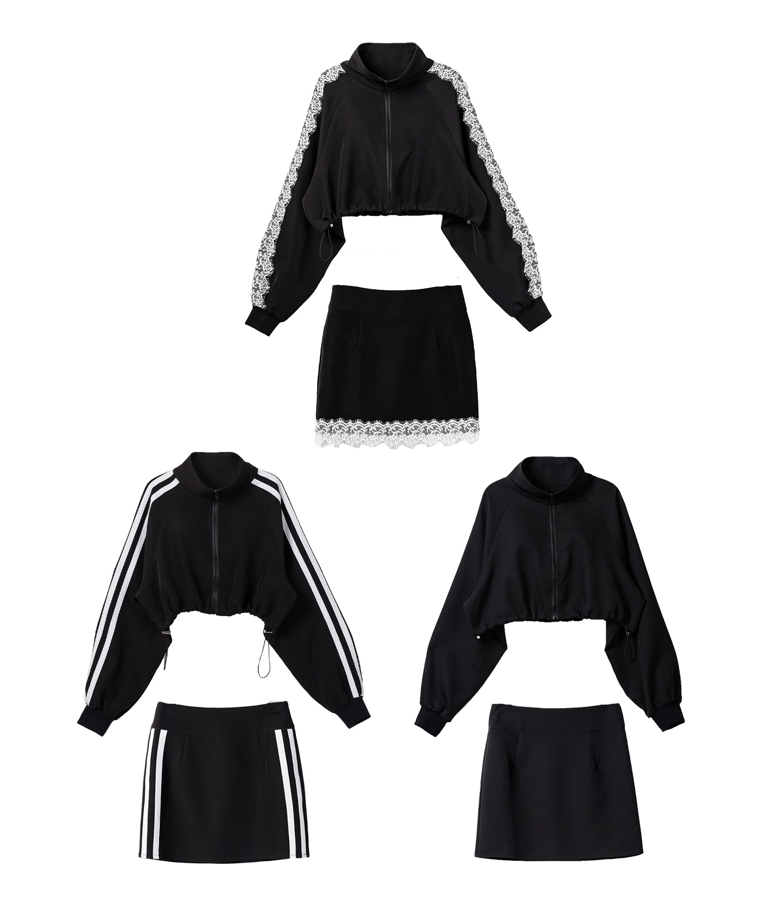 【 セットアップ着用可能 】サイドラインハイウエストミニスカート / sideline high waist mini skirt