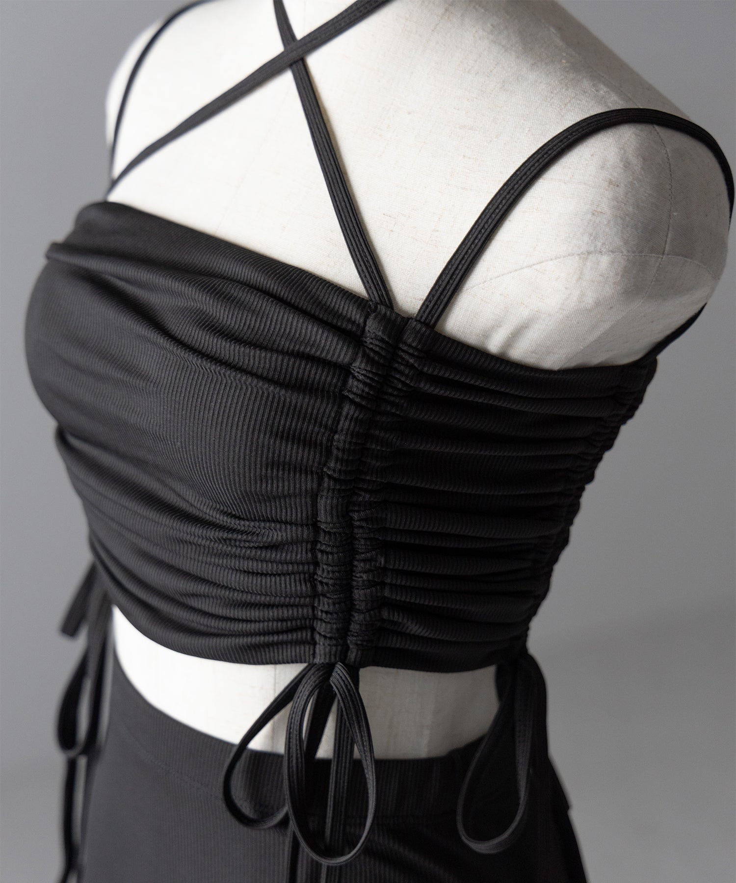 【 レディース水着/2点セット 】2WAY クロスストラップシャーリングリボンセパレートビキニ / cross strap shirring ribbon separate bikini
