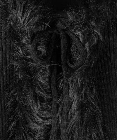 シャギーファードッキングリブニットカーディガン / shaggy fur docking rib knit cardigan
