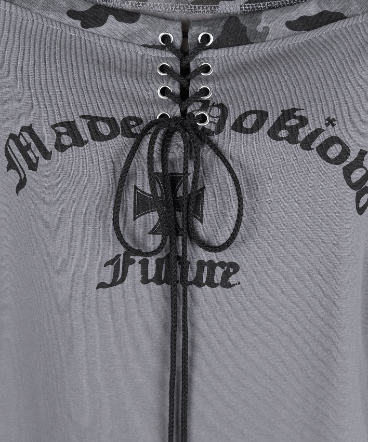 ヴィンテージカモフラロゴオフショルロンT /vintage camouflage logo off-shoulder long-sleeve T-shirt