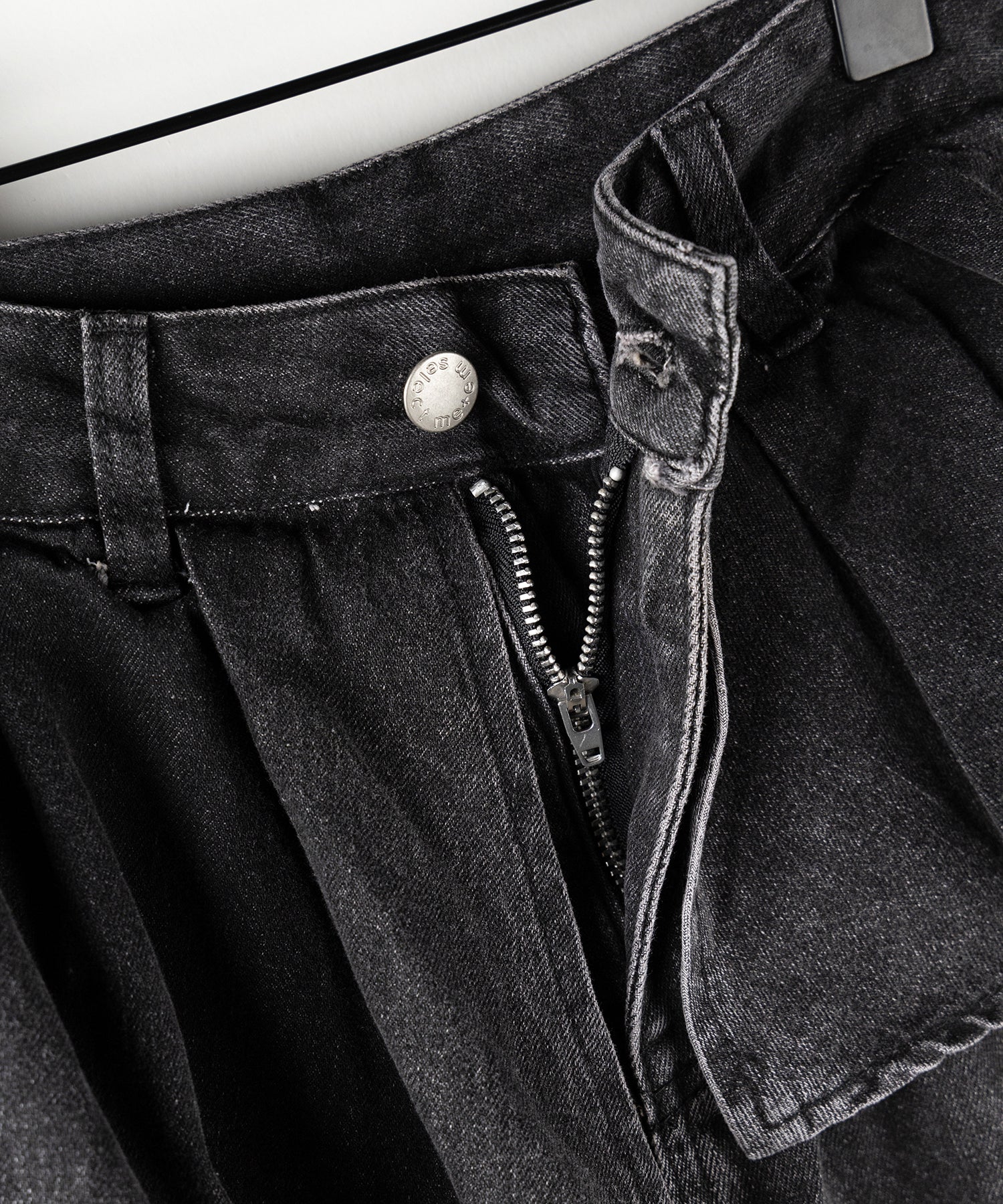 【 2color / 4size 】フリルドッキングレイヤードヴィンテージワイドデニム / frll docking layered vintage wide denim