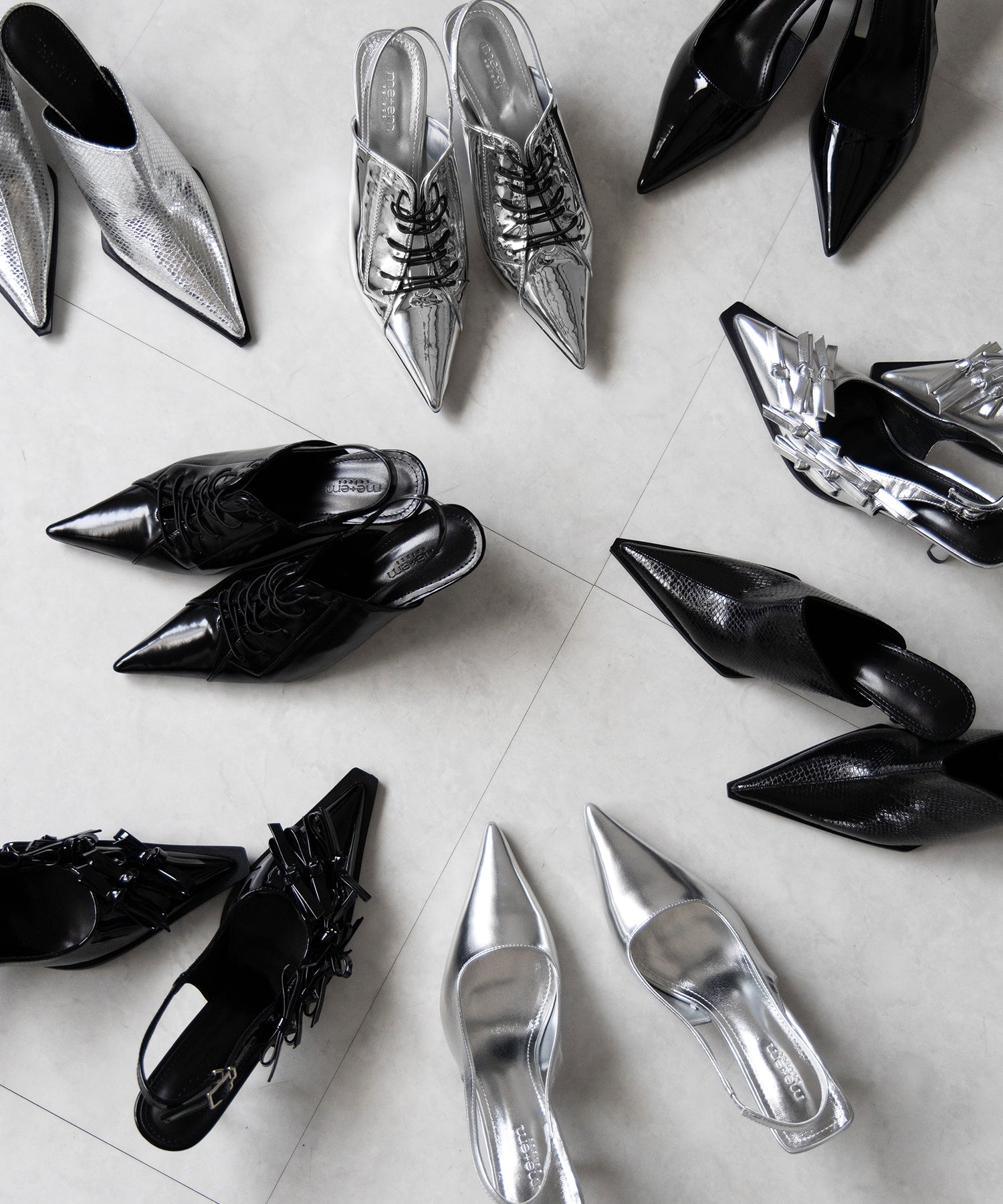 ポインテッドトゥレースアップスニーカーミュール / pointed toe lace up sneaker mules