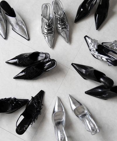 ポインテッドトゥレースアップスニーカーミュール / pointed toe lace up sneaker mules