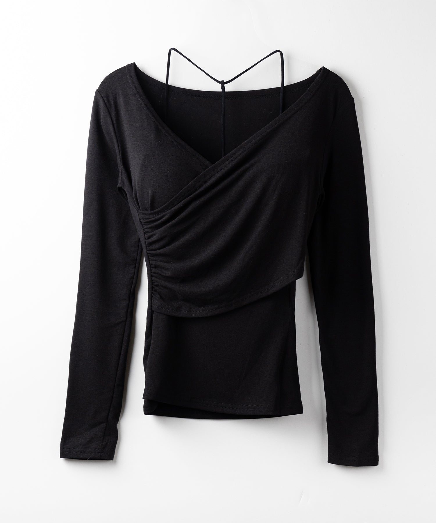 【 2点セット 】Y-ストラップスリムギャザーレイヤードトップス / Y-strap slim gather layered tops