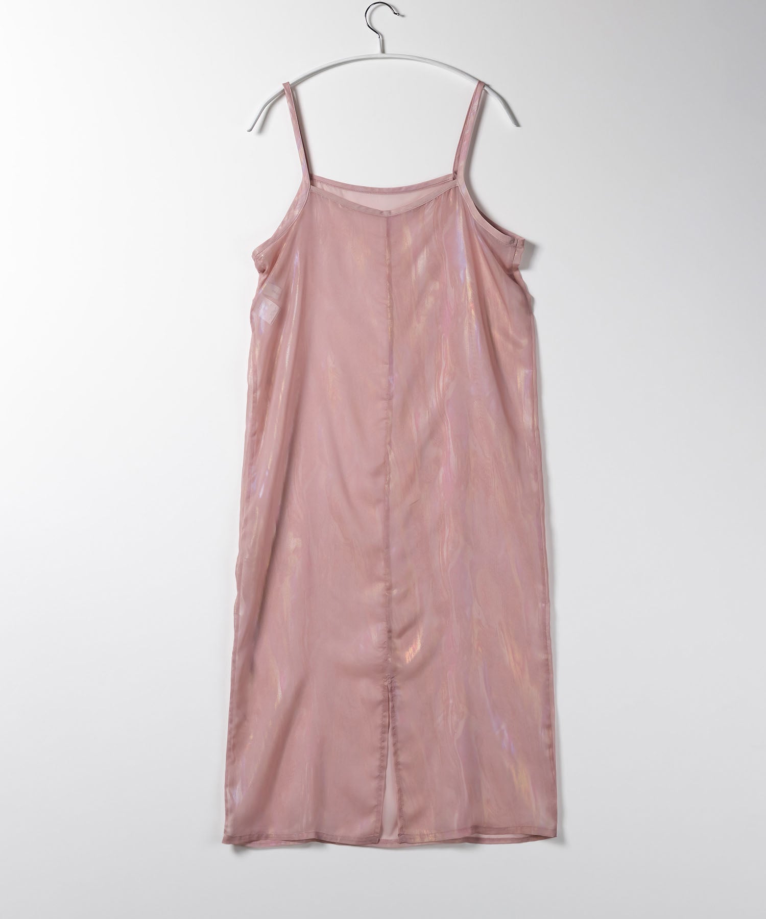 【 3color 】オーロラグロスオーガンジーバックスリットストレートキャミワンピース / Aurora gloss organdy backslit straight cami onepiece