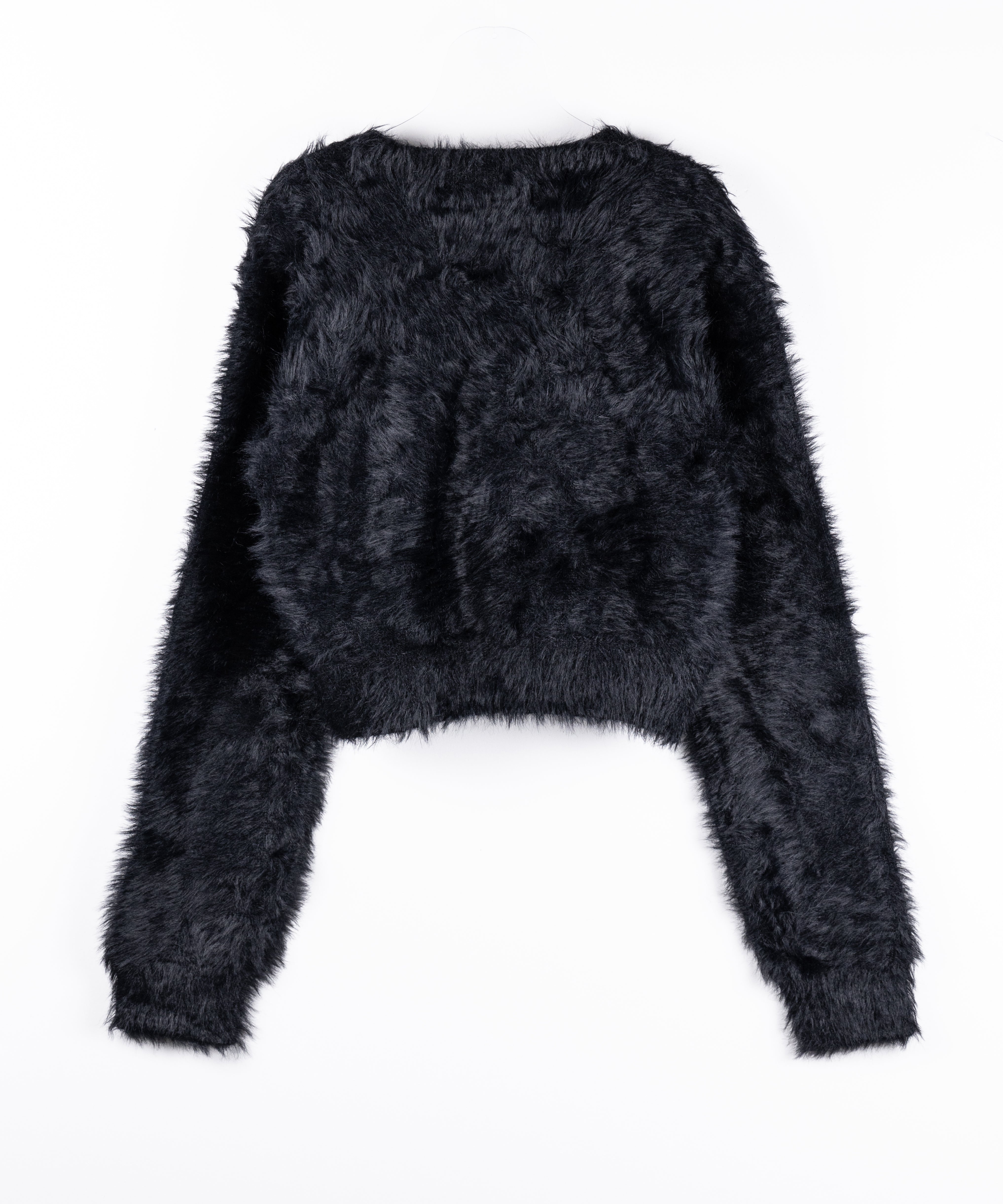 ブラックボタンショートシャギーニットカーディガン / black button short shaggy knit cardigan