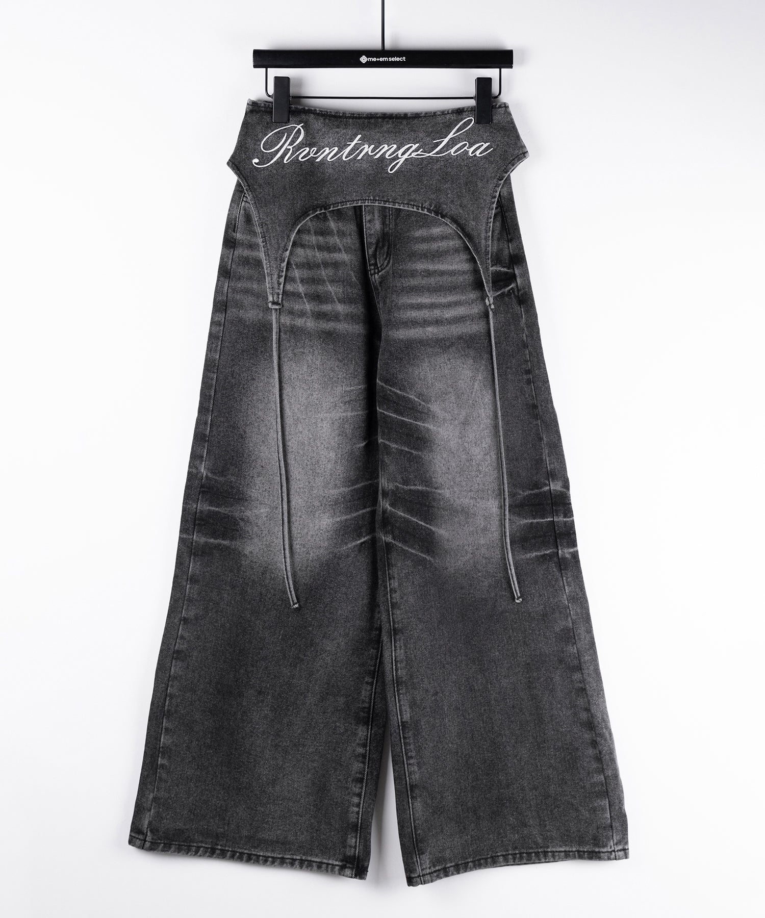 【 2WAY 】レタリングロゴ刺繍ガーターヴィンテージワイドデニム / lettering logo embroidery garter vintage wide denim