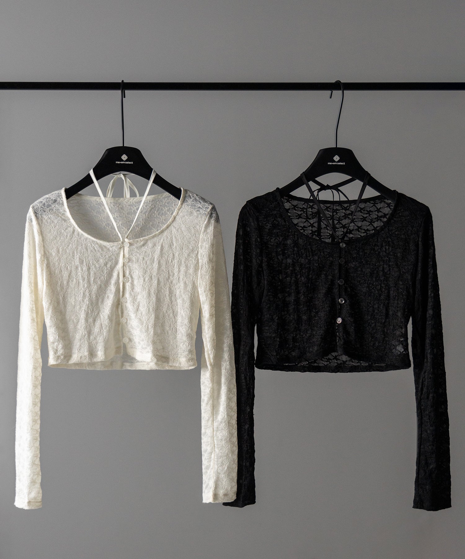 【 2WAY 】クロスストラップリボンショートレースカーディガン / cross strap ribbon short lace cardigan