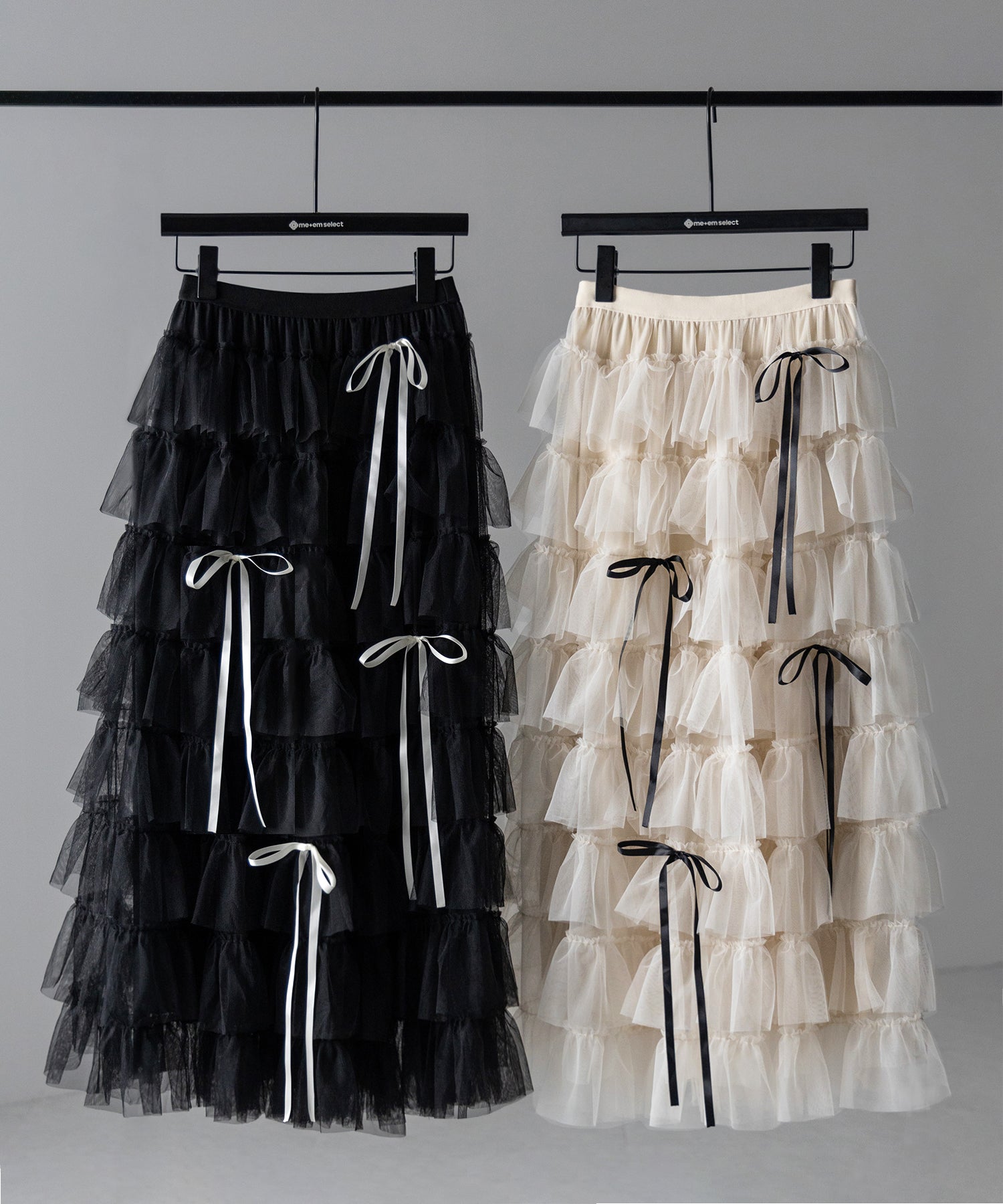 【 新色ピンク追加!/5color 】ストラップリボンバレエコアチュールスカート /strap ribbon ballet core tulle skirt
