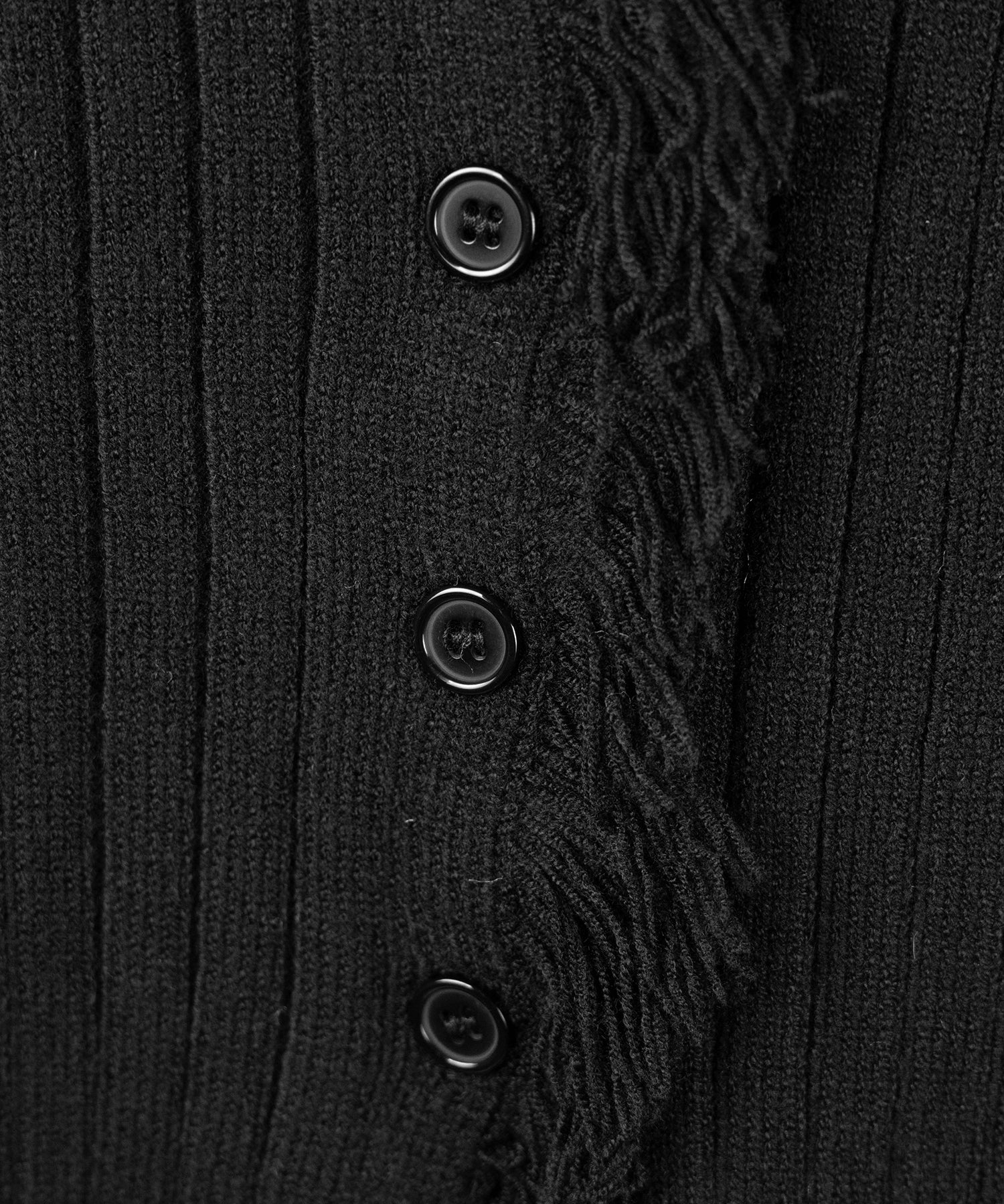 ダメージフリンジリブニットスリムカーディガン / damage fringe rib knit slim cardigan