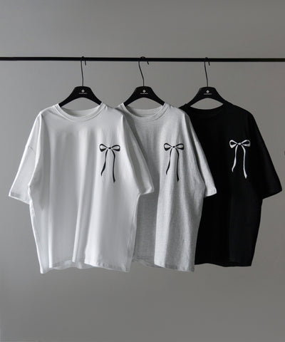 半袖リボンプリントバレエコアビッグTシャツ / short sleeve ribbon print ballet core big Tee