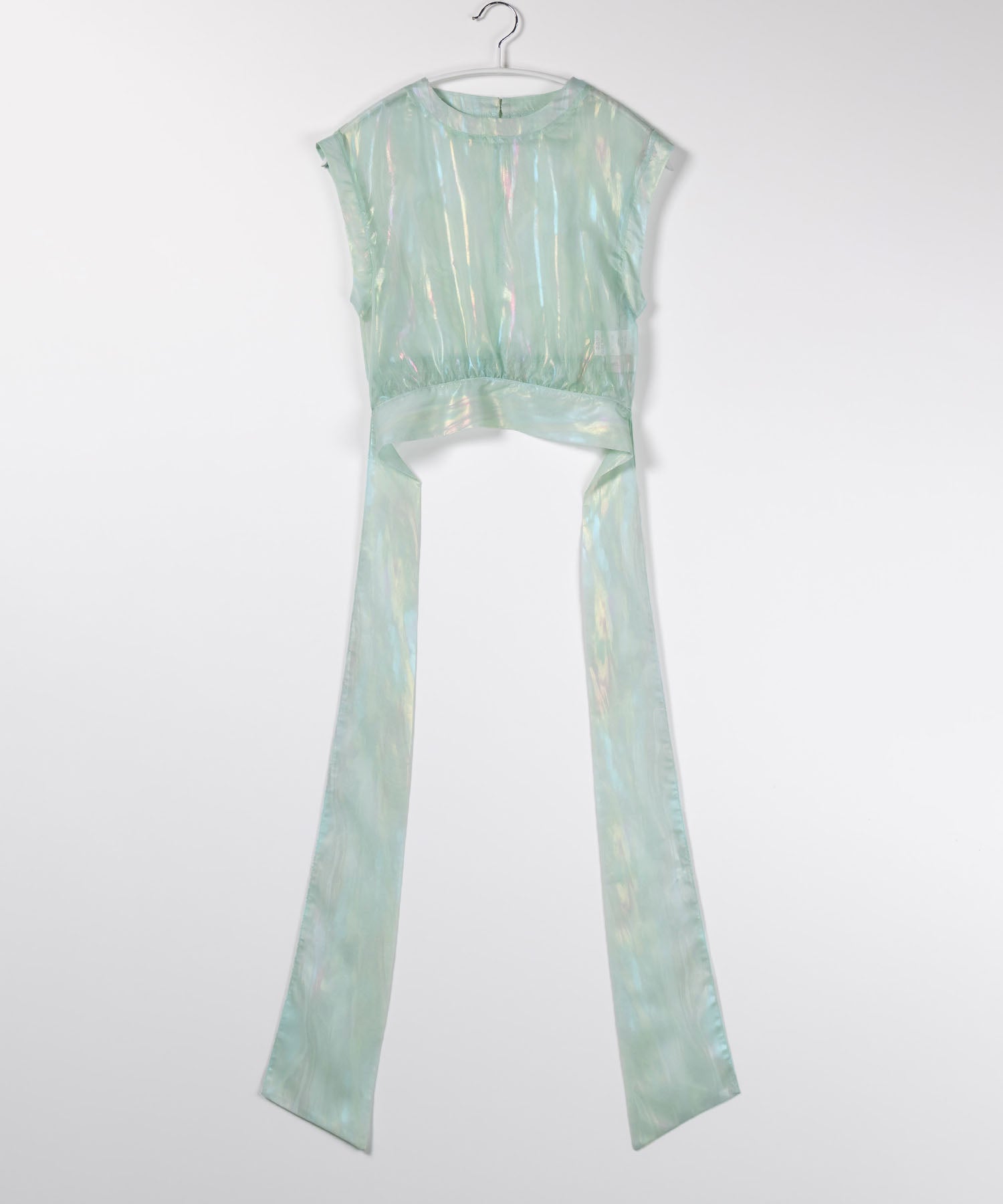 【 3color 】オーロラグロスオーガンジーバックリボンショートブラウス / Aurora gloss organdy back ribbon short Blouse