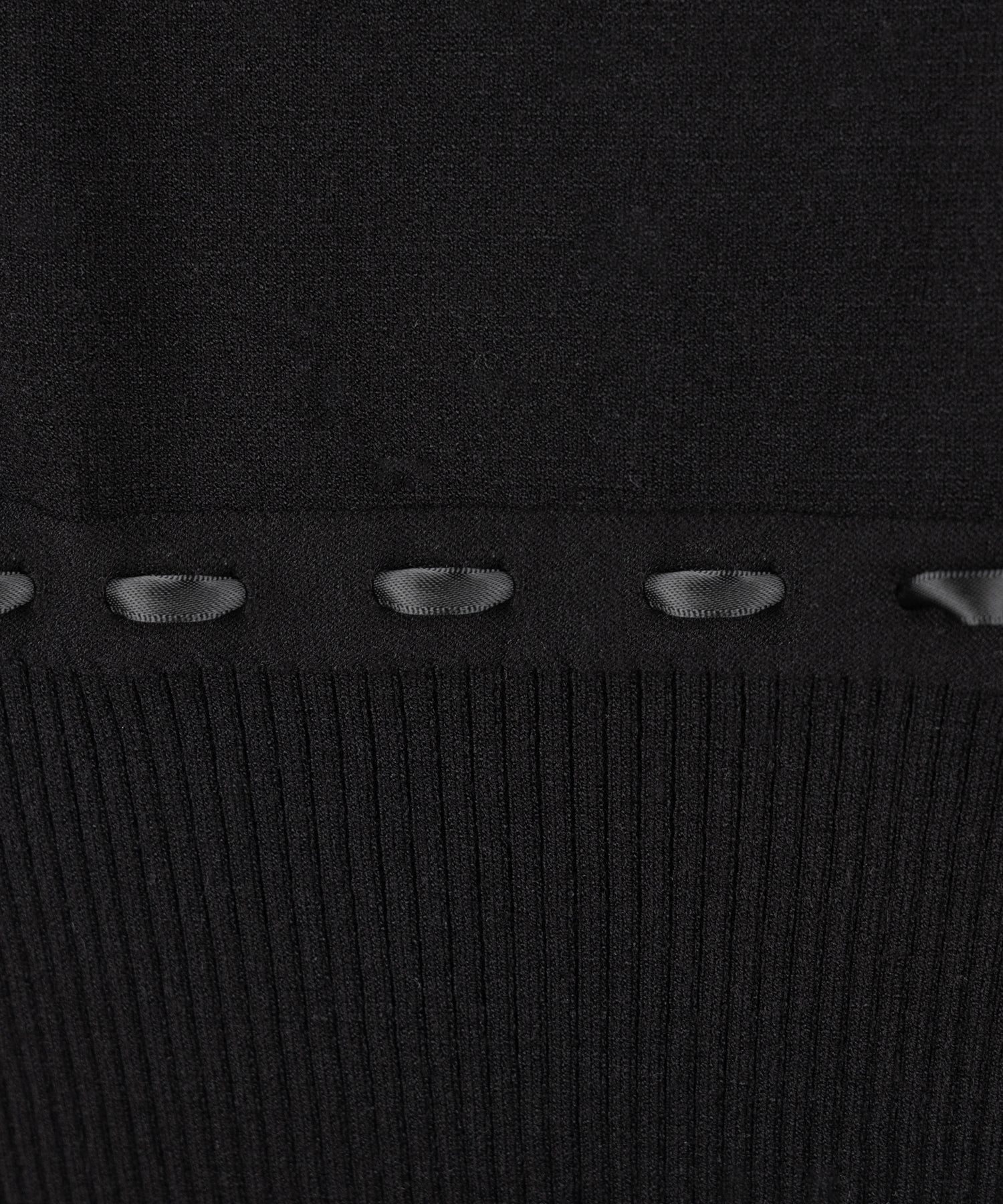フロントリボンスクエア半袖ニットトップス / front ribbon square short sleeve knit tops