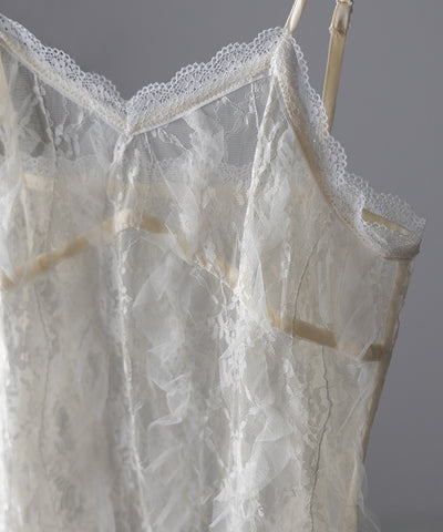 チュールドッキングレースチュニックキャミソール / tulle docking lace tunic camisole