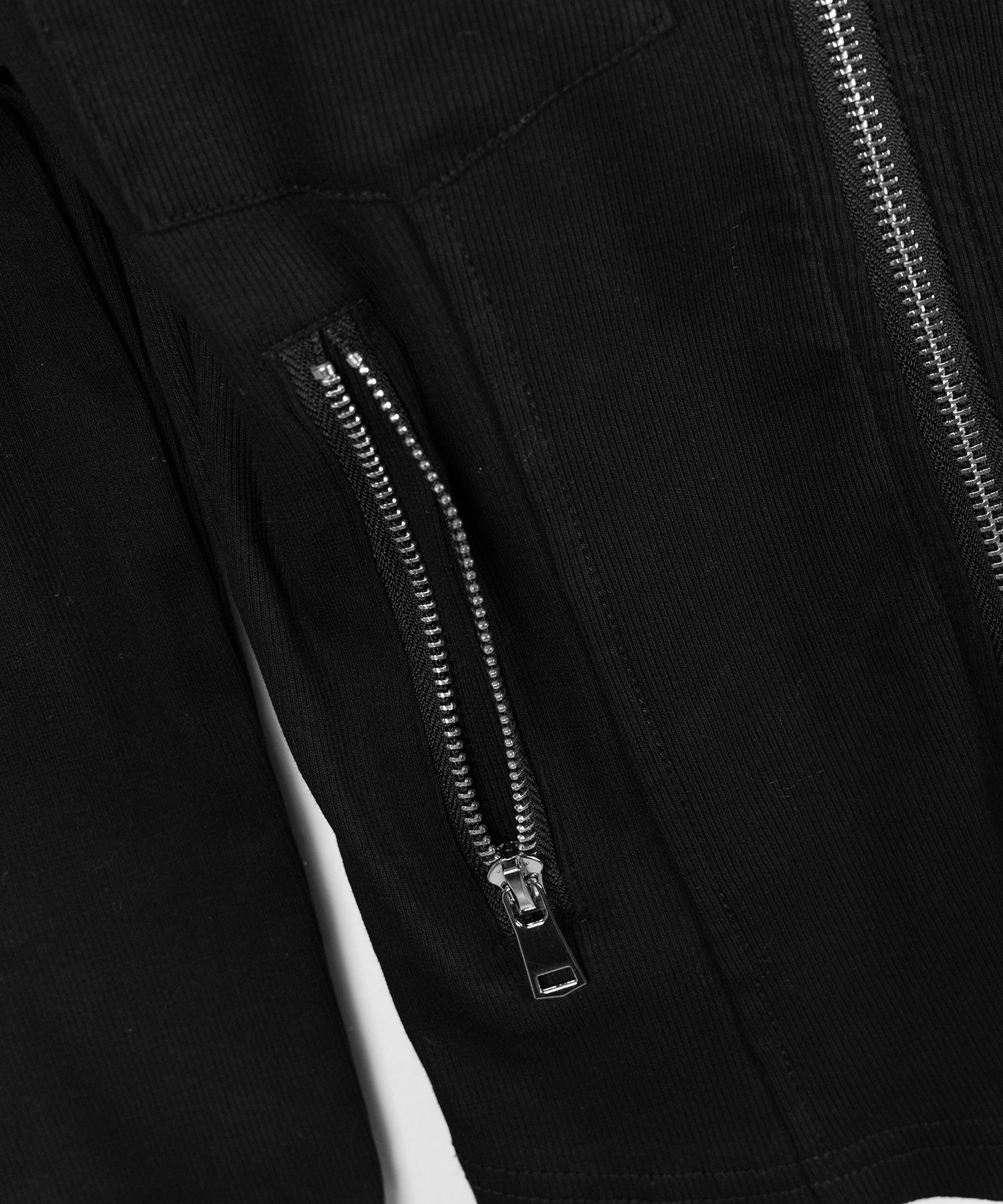 アウトポケットダブルジップスリムリブトップス / out pocket double zip slim ribbed tops