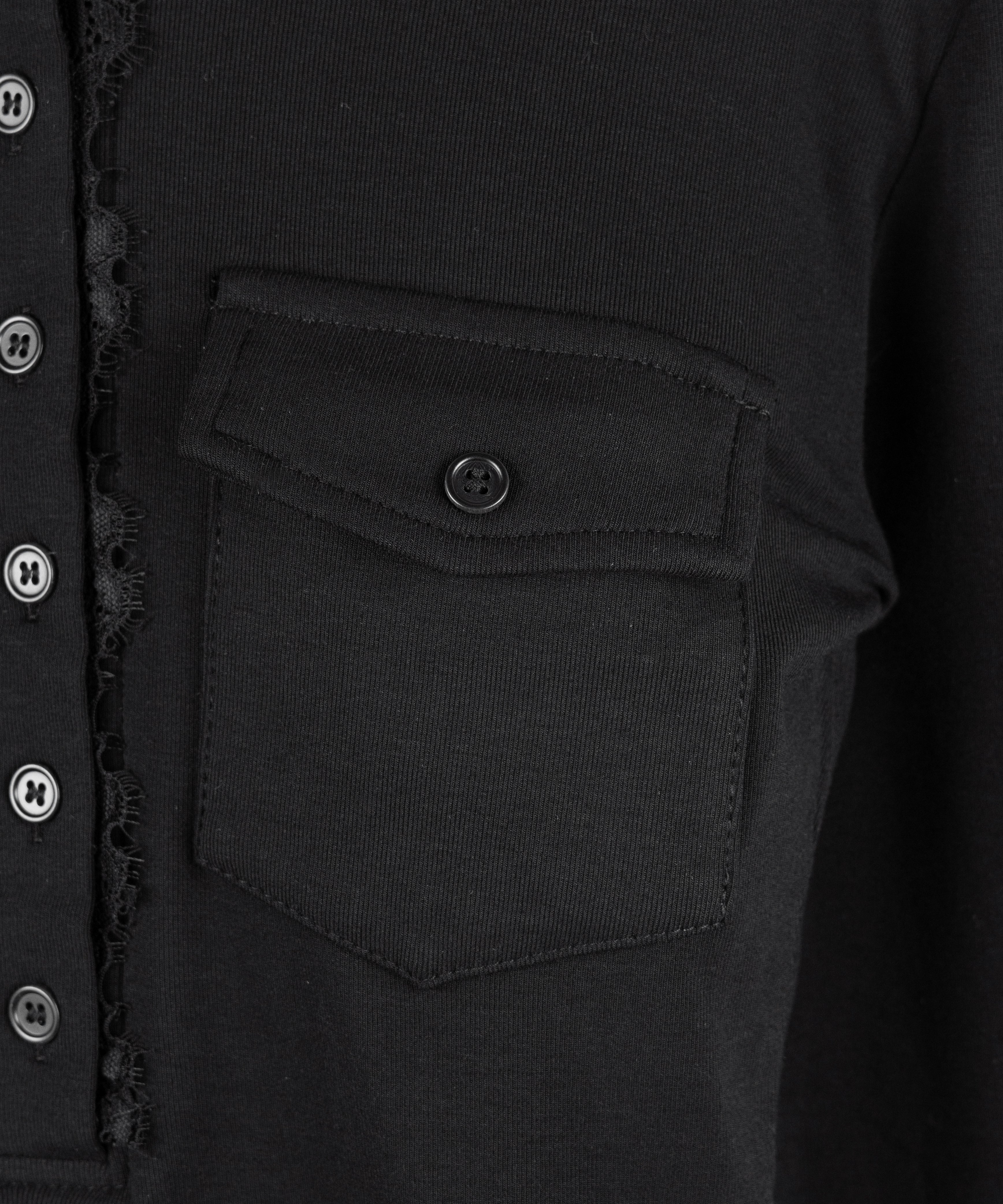 【 裏起毛 】レースドッキングヘンリーネックトップス / lace docking henley neck tops