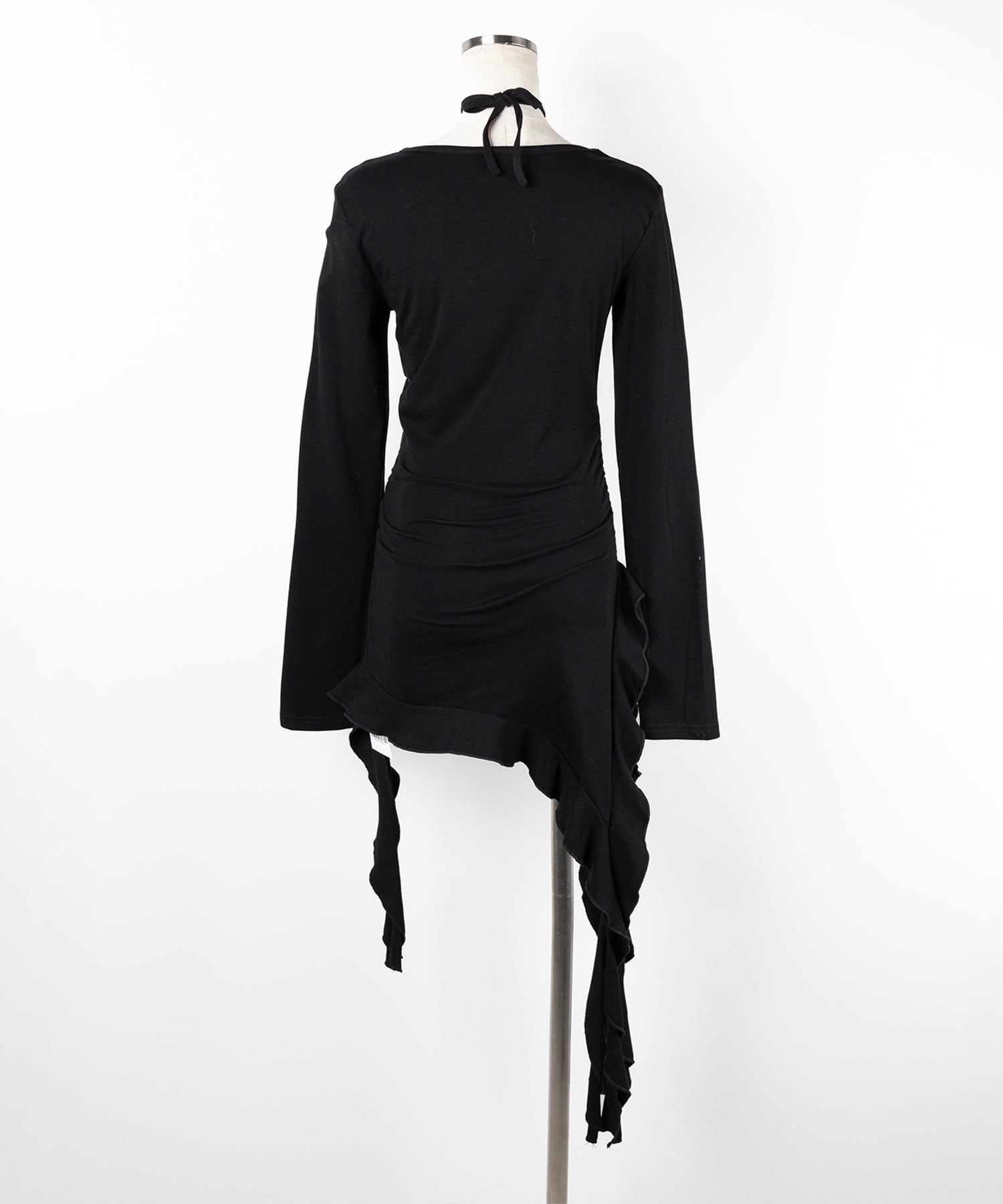 クロスチョーカーアシンメトリーラッフルフリルトップス / cross choker asymmetry ruffle frill tops