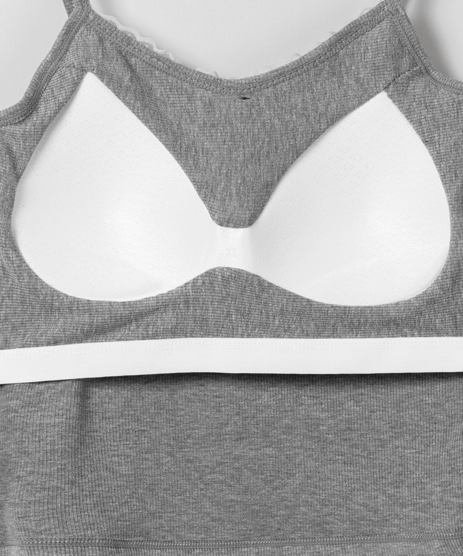 【 カップ付き 】サテンリボンレースリブキャミソール / satin ribbon lace lib camisole