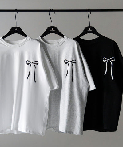 半袖リボンプリントバレエコアビッグTシャツ / short sleeve ribbon print ballet core big Tee