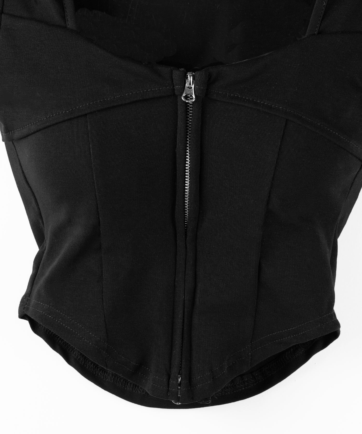 ダブルジップコルセットスクエアネックTシャツ / double zip corset square neck T-Shirt