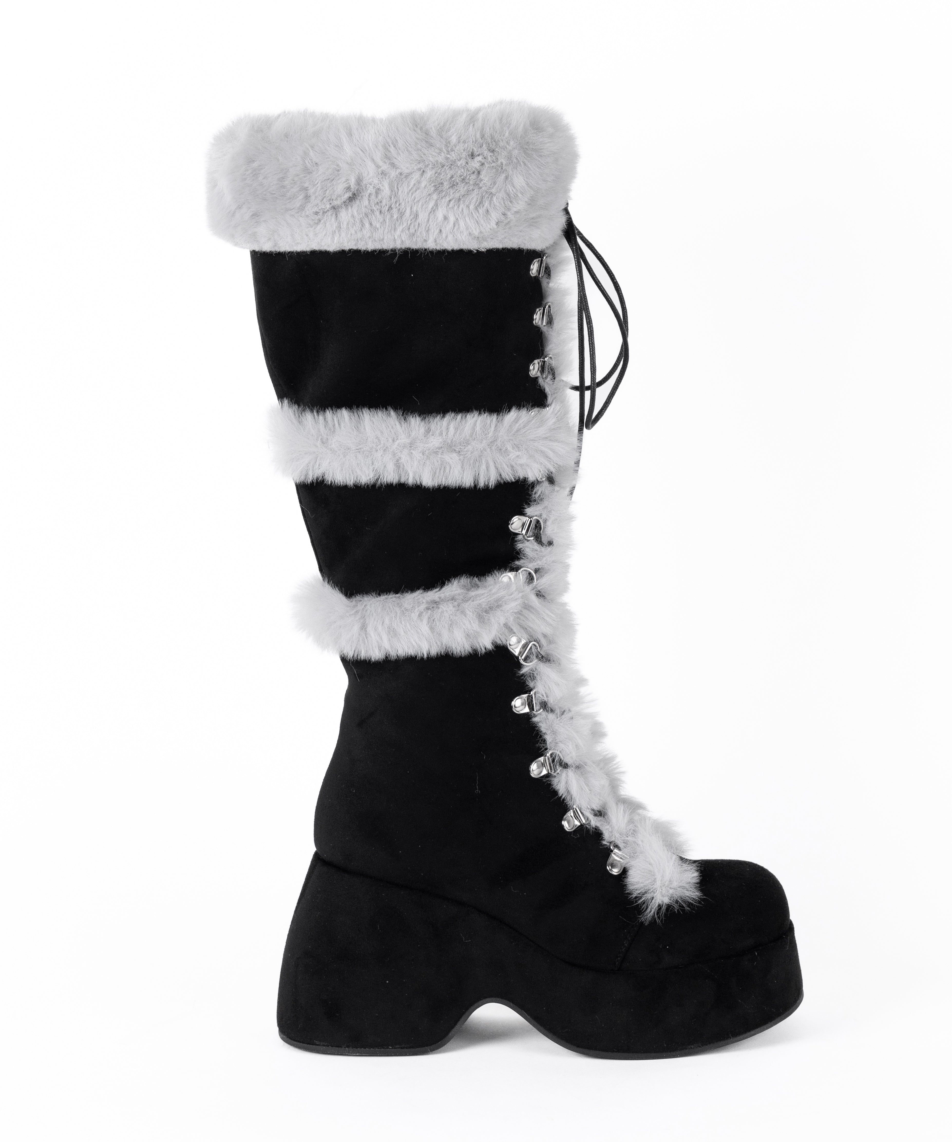 厚底レースアップムートンロングブーツ / platform laceup mouton long boots